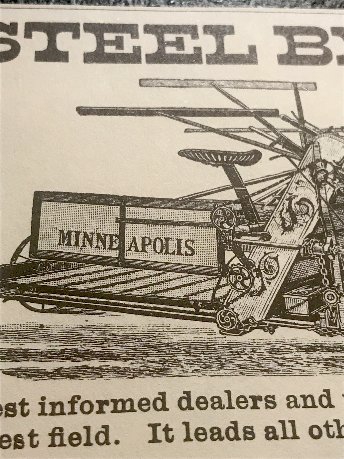 1889 Minneapolis Steel Binder Implement Farm Advertising – Minnesota