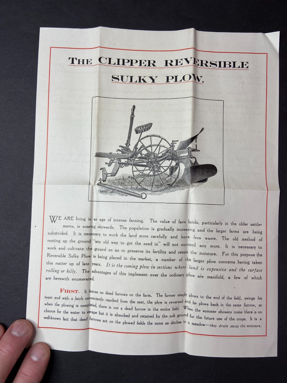 Clipper Sulky Plow 1907 Northwest Steel Eau Claire – Advertising Flyers & Letter