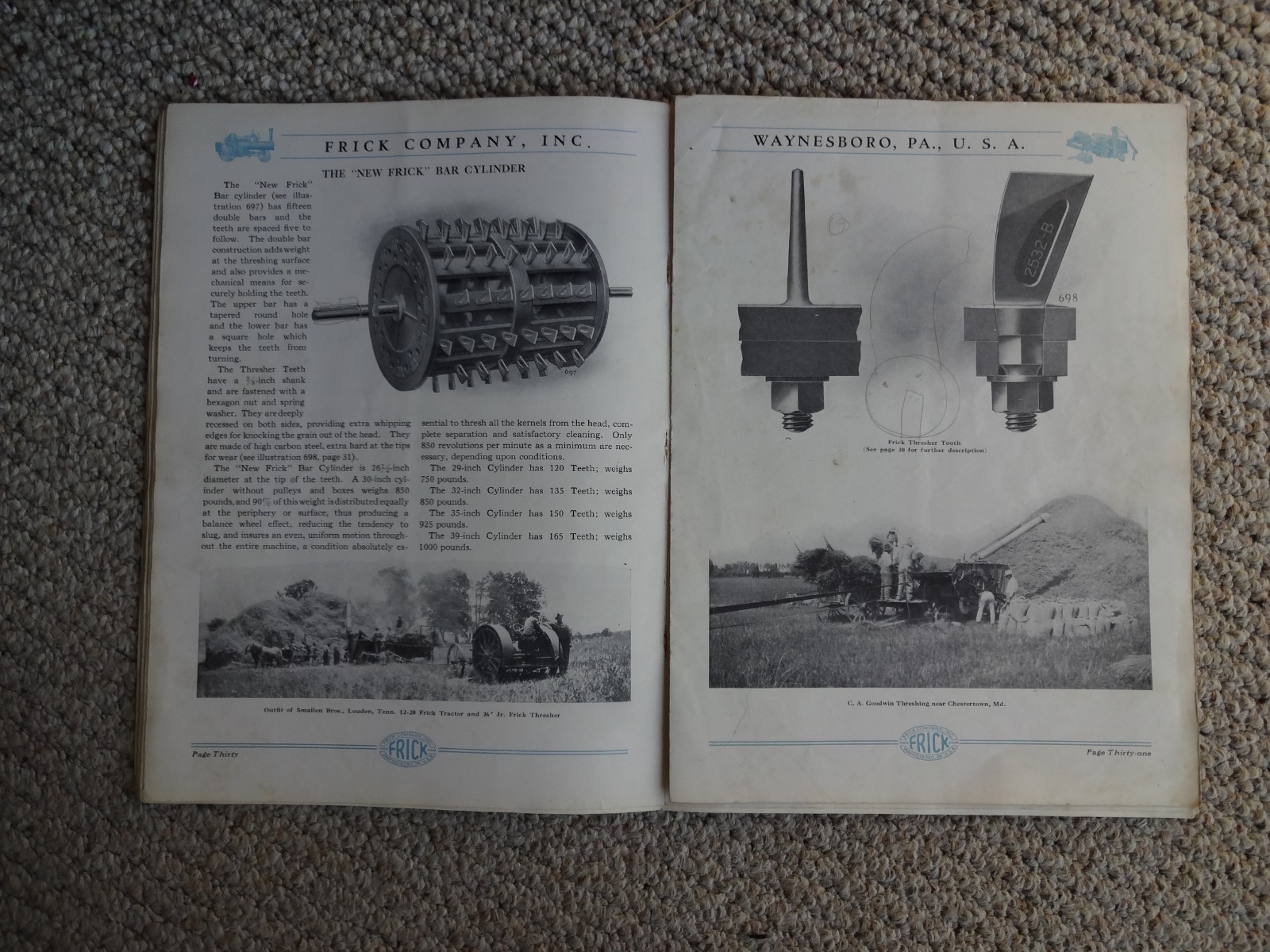 1923 FRICK MACHINERY ENGINE TRACTOR THRESHER SAWMILL CATALOG