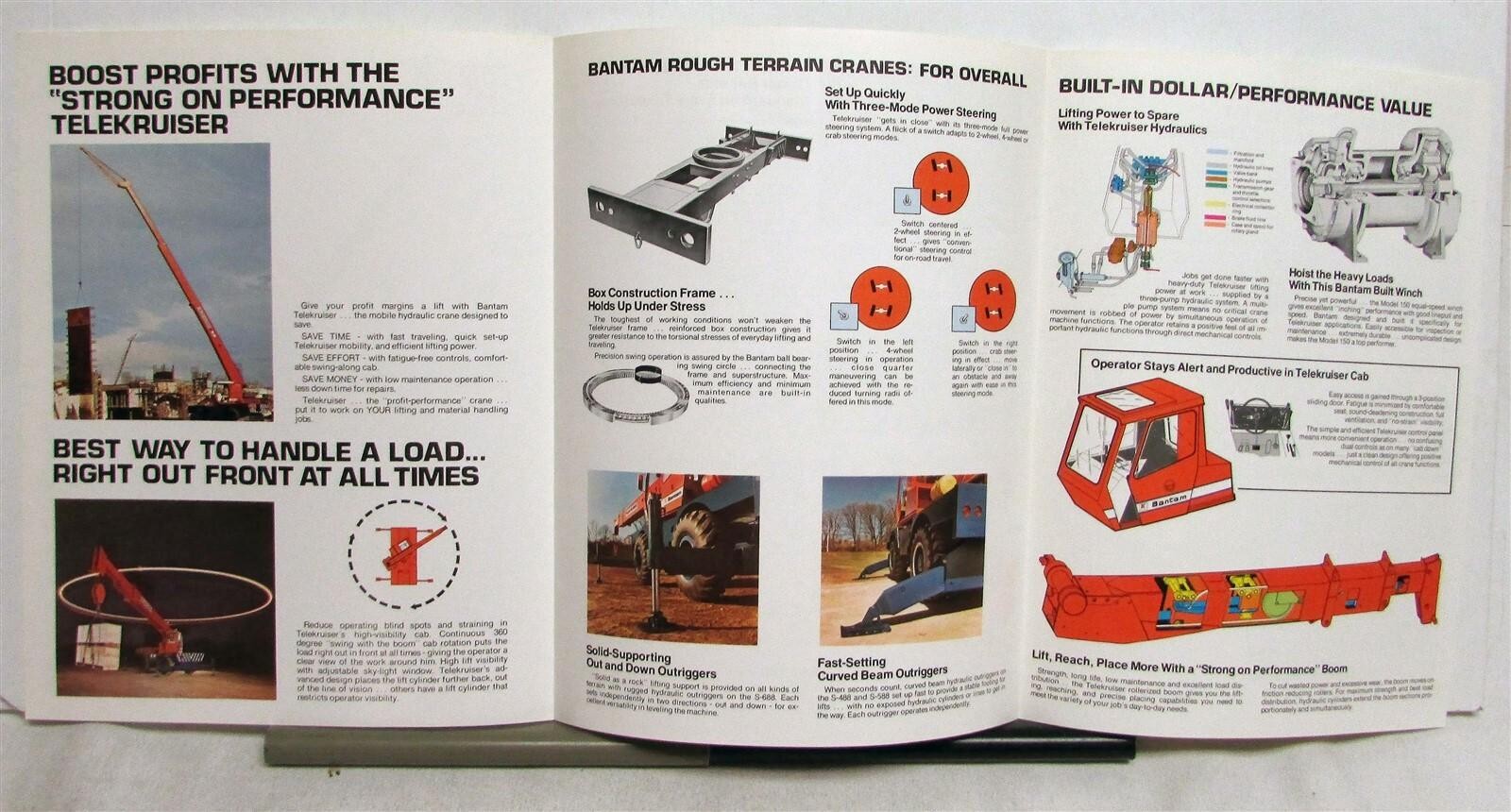 1980s Bantam Telekruiser Rough Terrain Cranes Construction Sales Tri-Folder