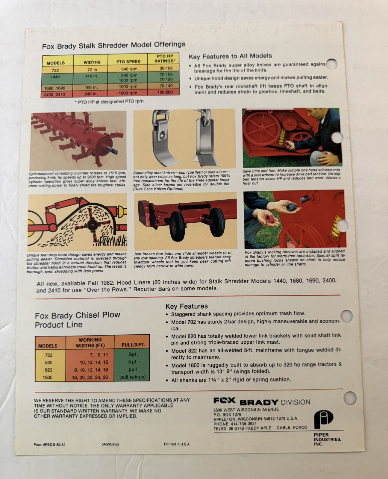 Vintage 1983 Farm Equipment Dealer Brochure Fox Brady Hitch All