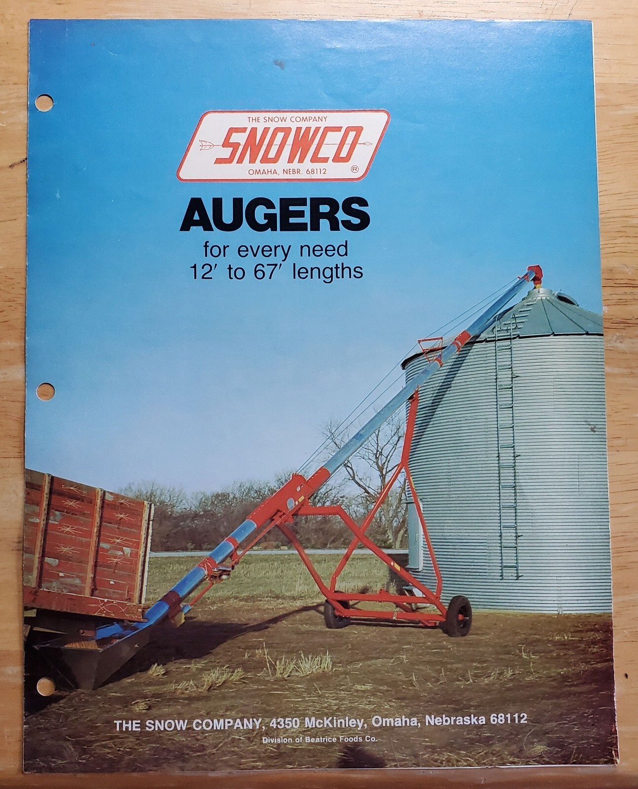 Snow Company Snowco Augers Challenger 6&Prime; and 8&Prime; Omaha NE Sales Pamphlet Brochure