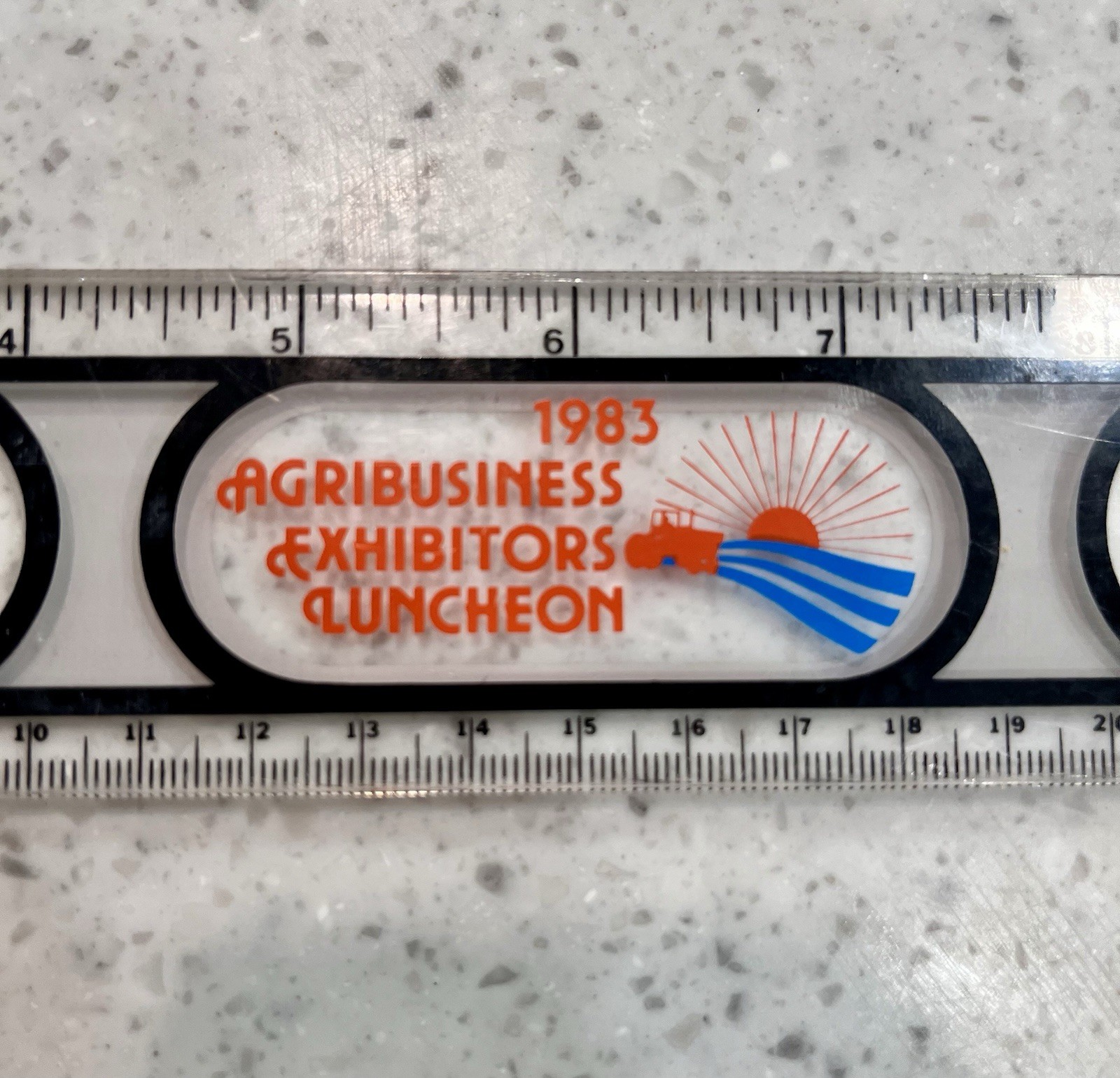 Vintage~ Commemorative 1983 Agribusiness Exhibitor Luncheon Clear 12 Inch Ruler