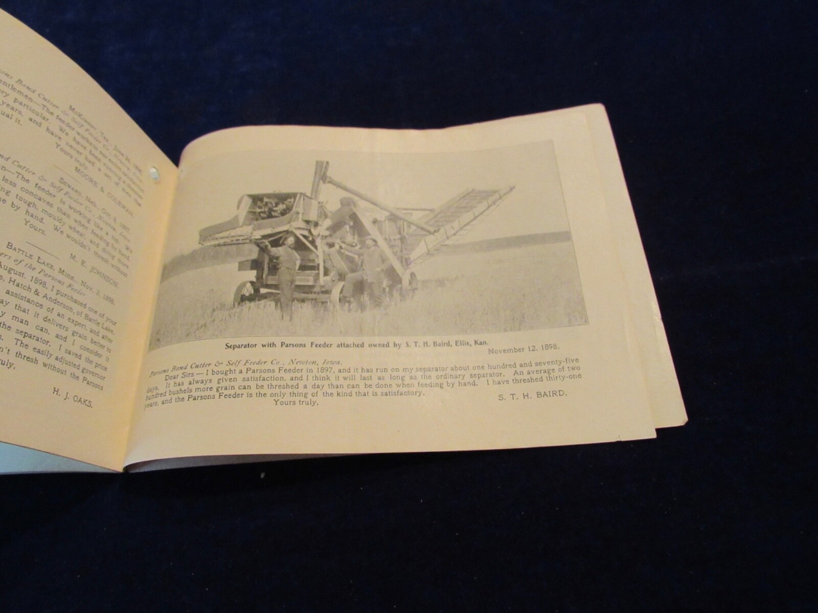 Vtg 1899 Parsons Band Grain Cutter & Self Feeder 32Pg Brochure Newton IA Q1121