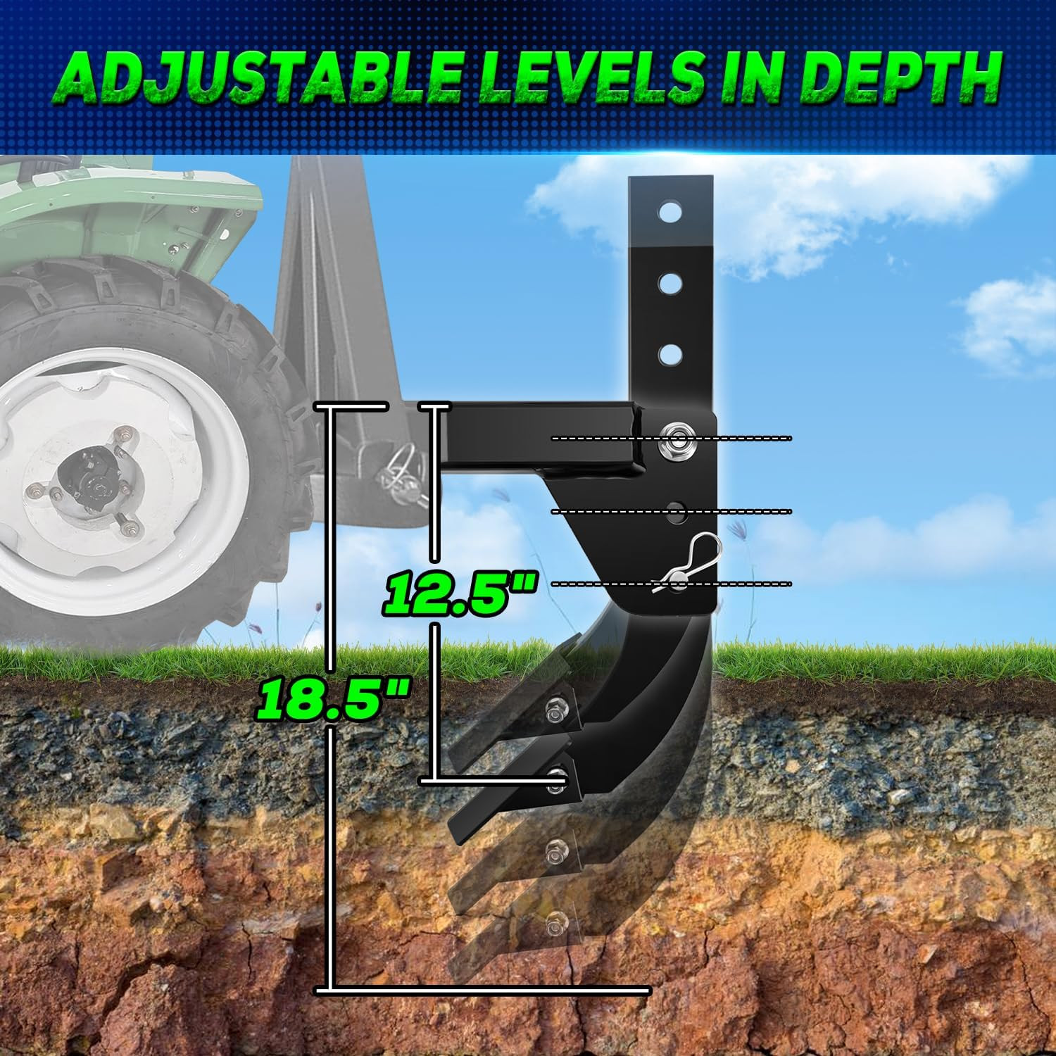 3-Point Ripper Attachment for 2&Prime; Receivers – Adjustable Subsoiler Plow