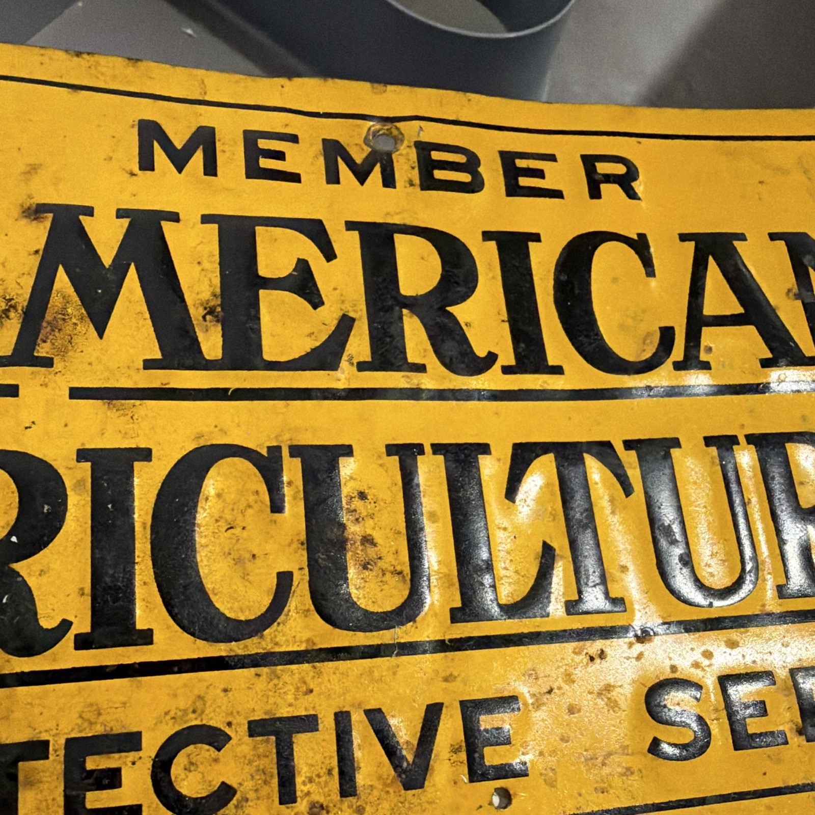 American Agriculturist Protective Service Member Original Metal Advertising Sign