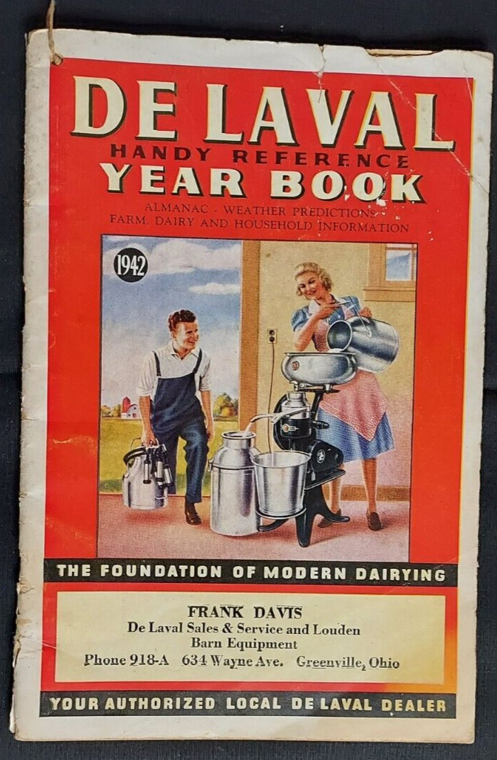 1942 De Laval Reference Year Book Cream Separators Frank Davis Greenville OH