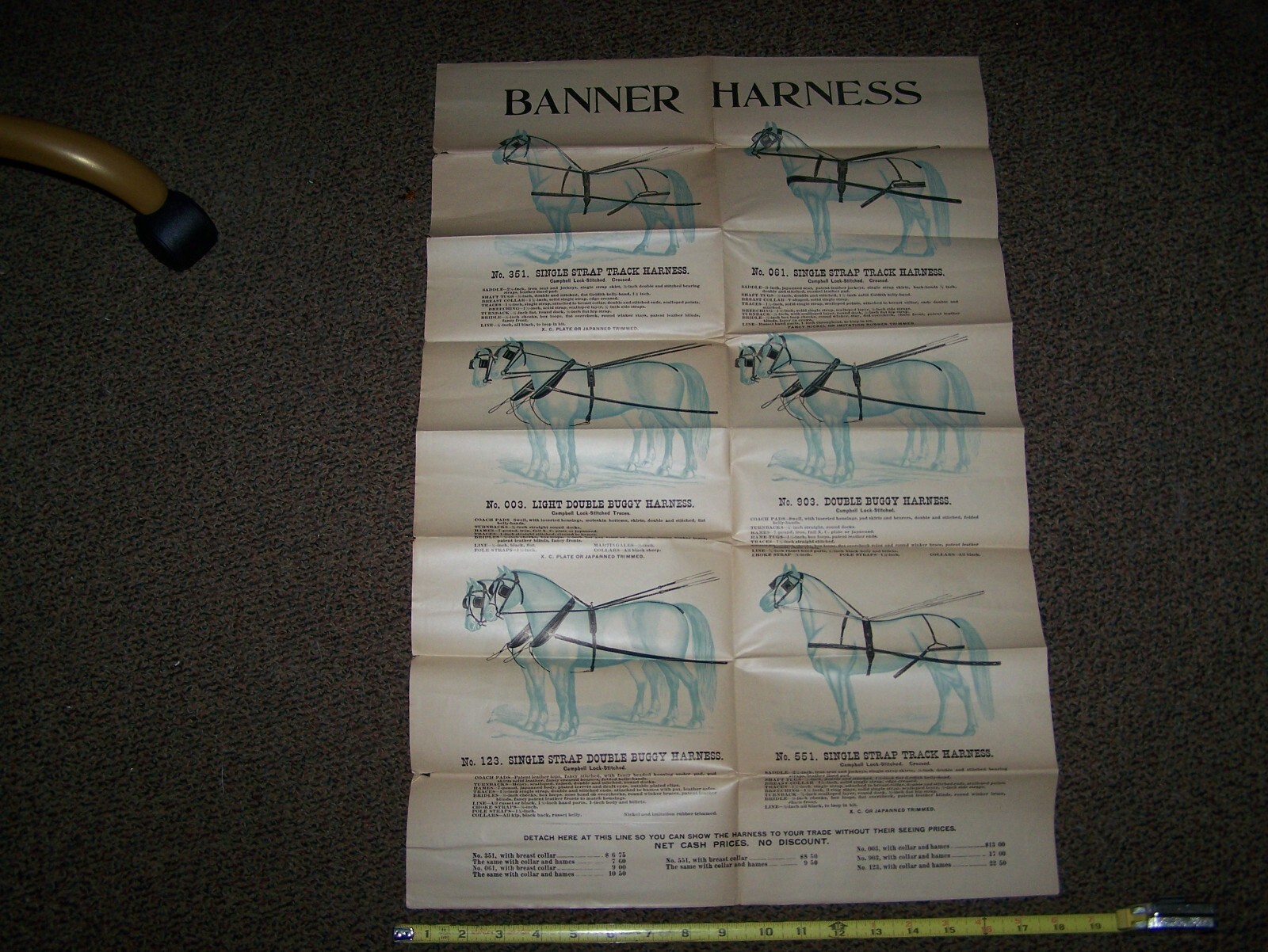 BANNER HARNESS Horse Farm Implement Sales POSTER Horse Drawn Implement Buggy WOW