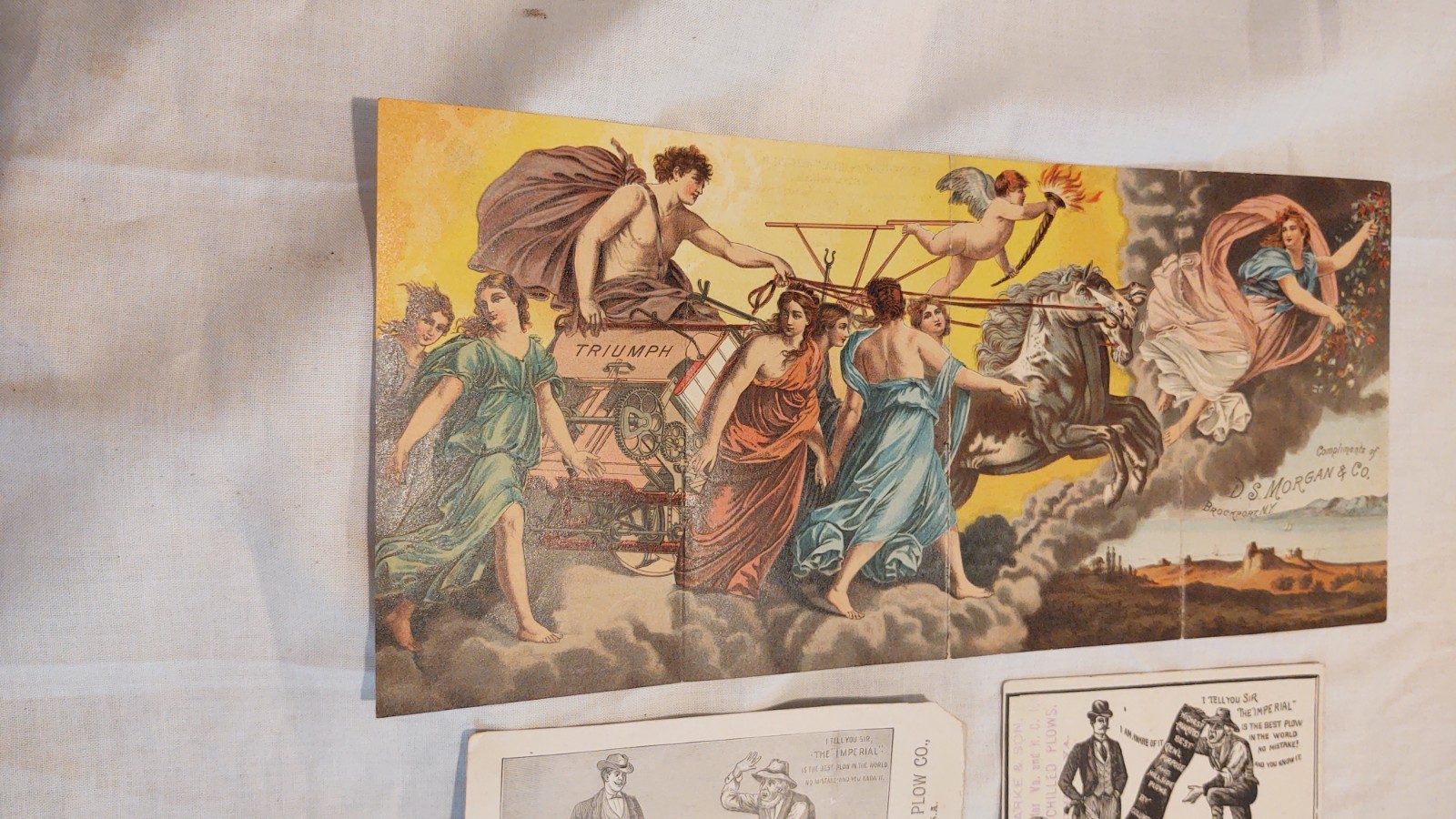 5 pc Antique Farm Agriculture Trade cards Triumph , Walter Wood ,Bucher & Gibbs