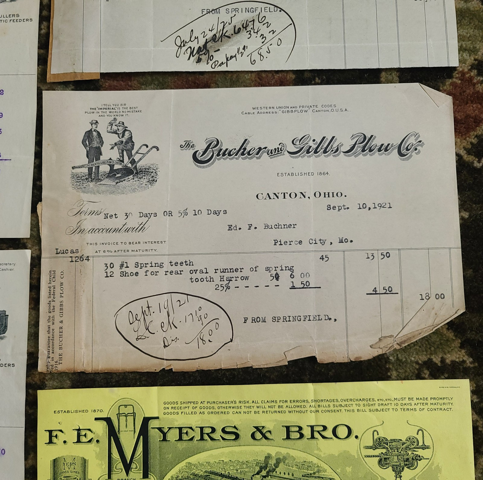 Lot Antique Ephemera Farm Equipment Birdsell IN Bucher Gibbs Plow OH F.E. Myers