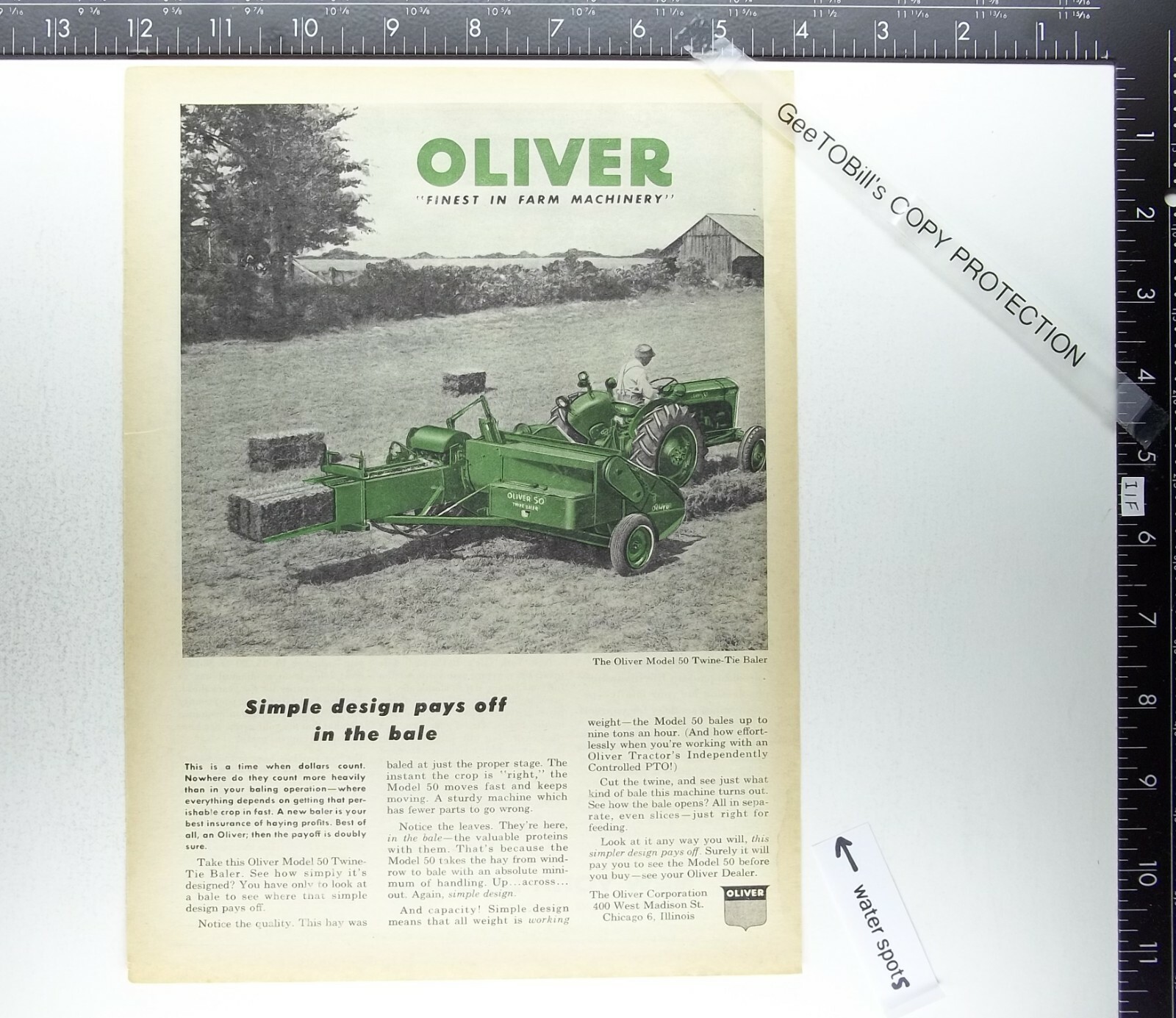 2 ads 1956 Oliver 50 Twine Tie Baler New York Life Insurance ad advertisement 1f