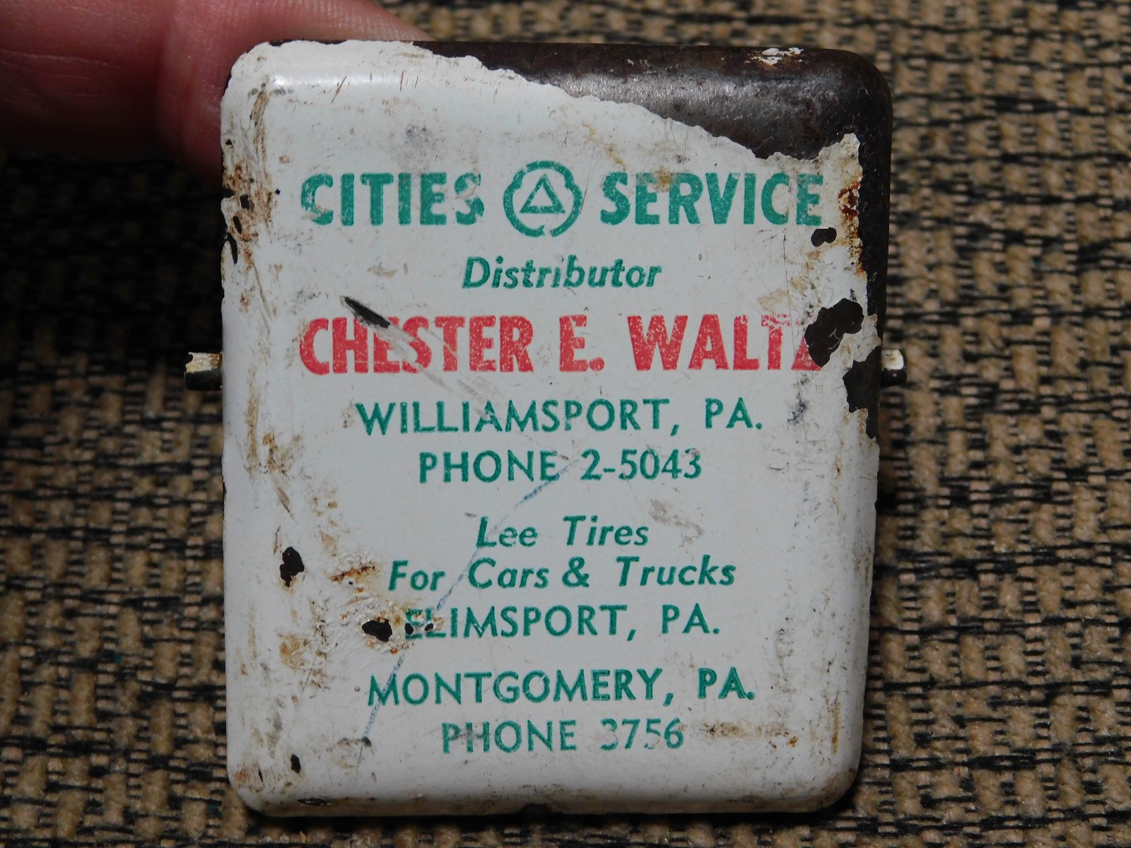 2.2&Prime; Vintage Cities Service Chester E Waltz Advertising Clip Williamsport Pa.