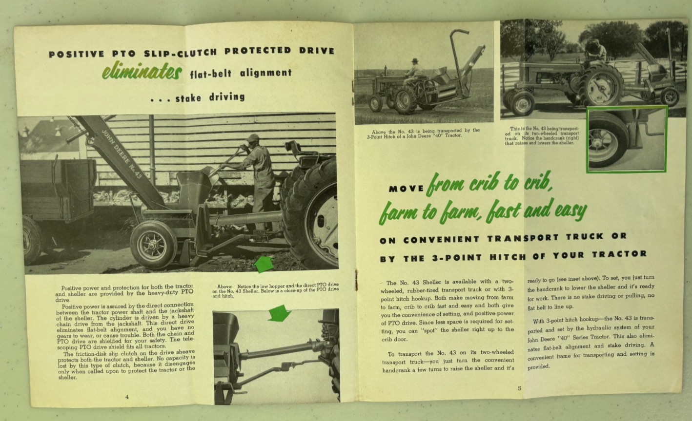 John Deere No. 43 Power Driven Portable Sheller For 1954 Brochure DCPA26