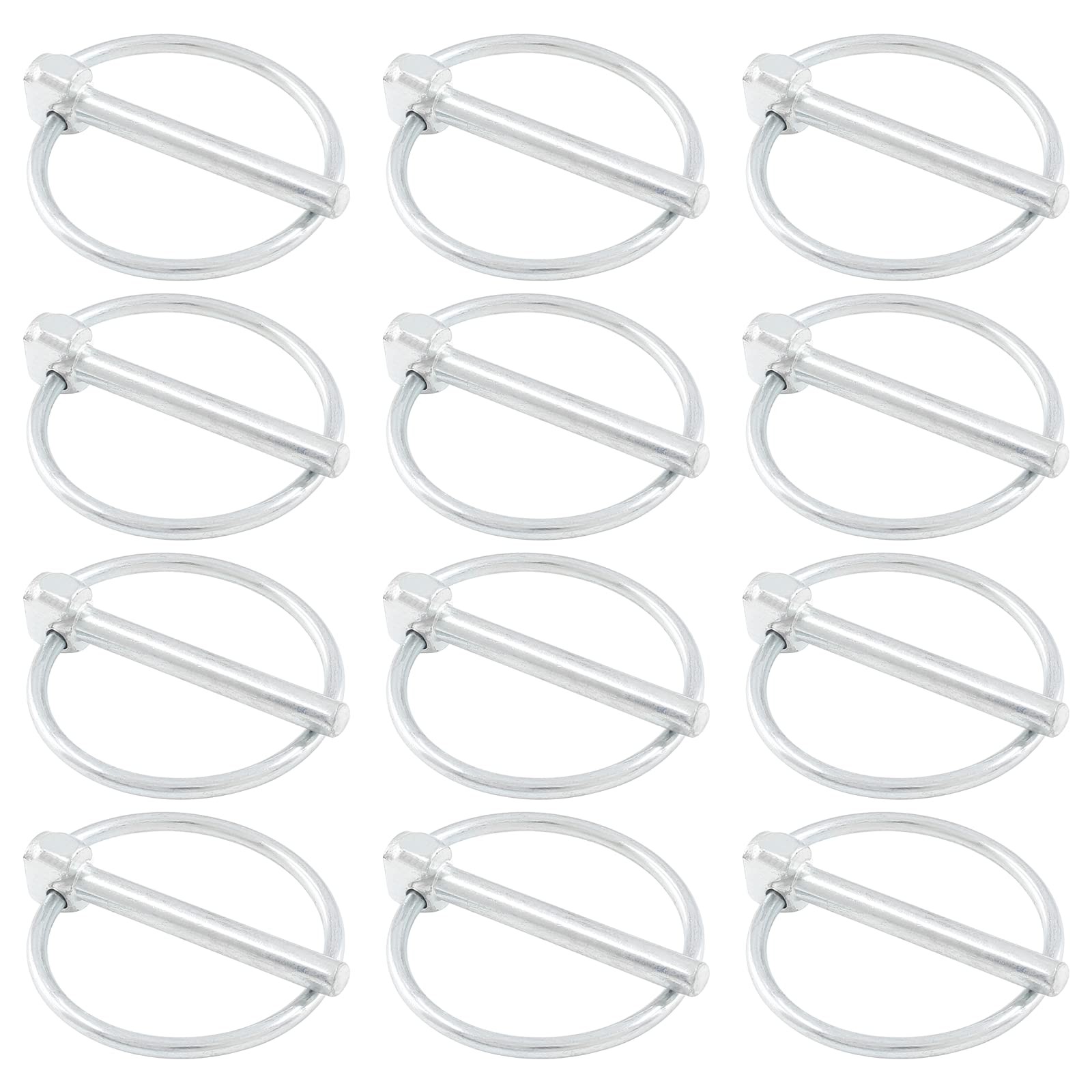 12Pcs 3/16 Inch Heavy Duty Lynch Pin with Ring Round Linch Pins Assortment
