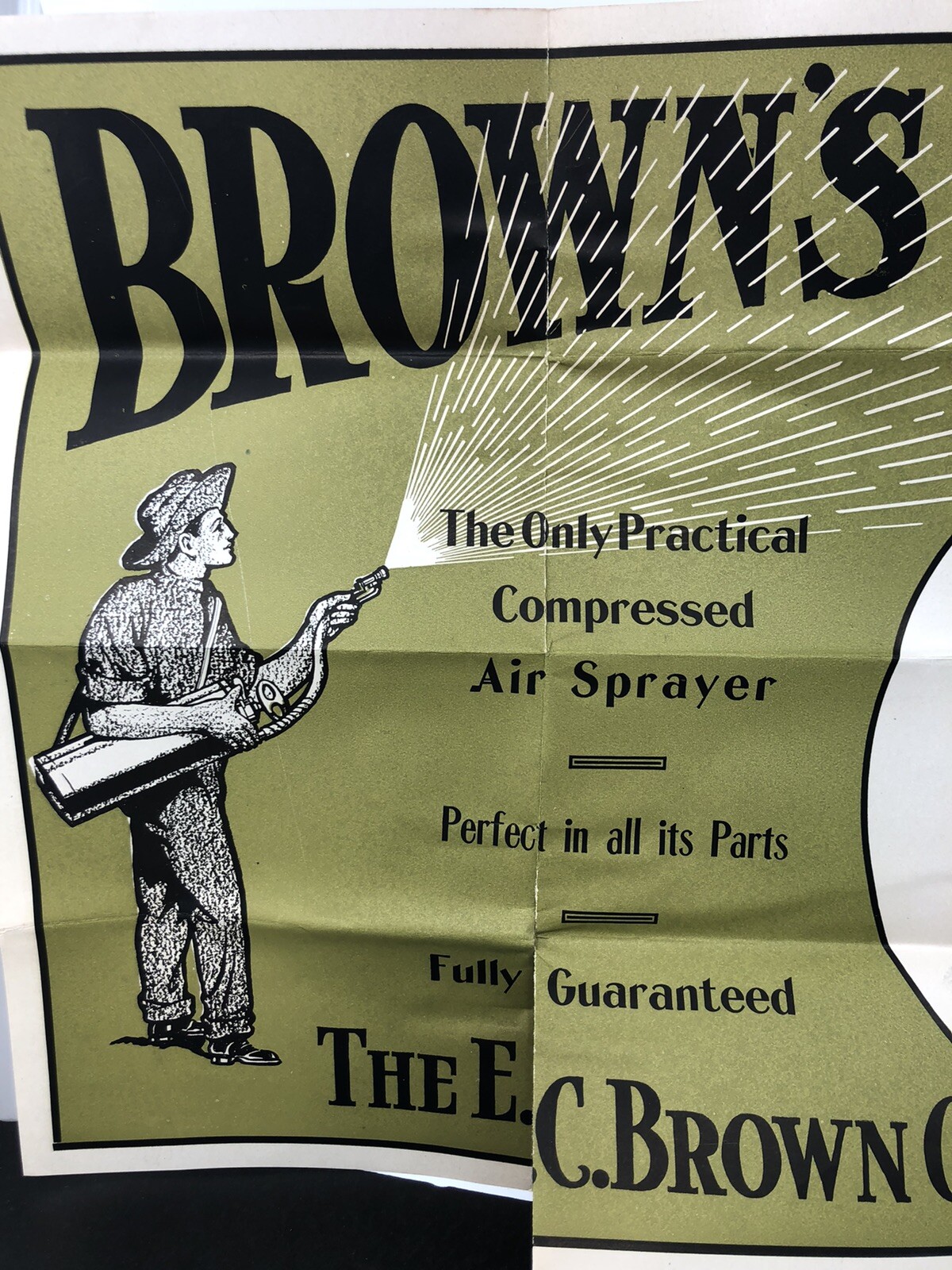 Large ADVERTISING POSTER 1913 Rochester, NY-E.C. BROWN Co SPRAY PUMP LETTERHEAD