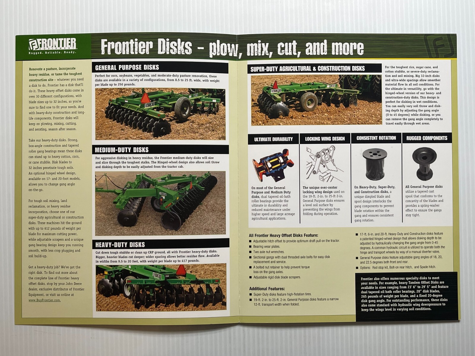Frontier Equipment Heavy Offset Disks Sales Brochure *Original 2009*