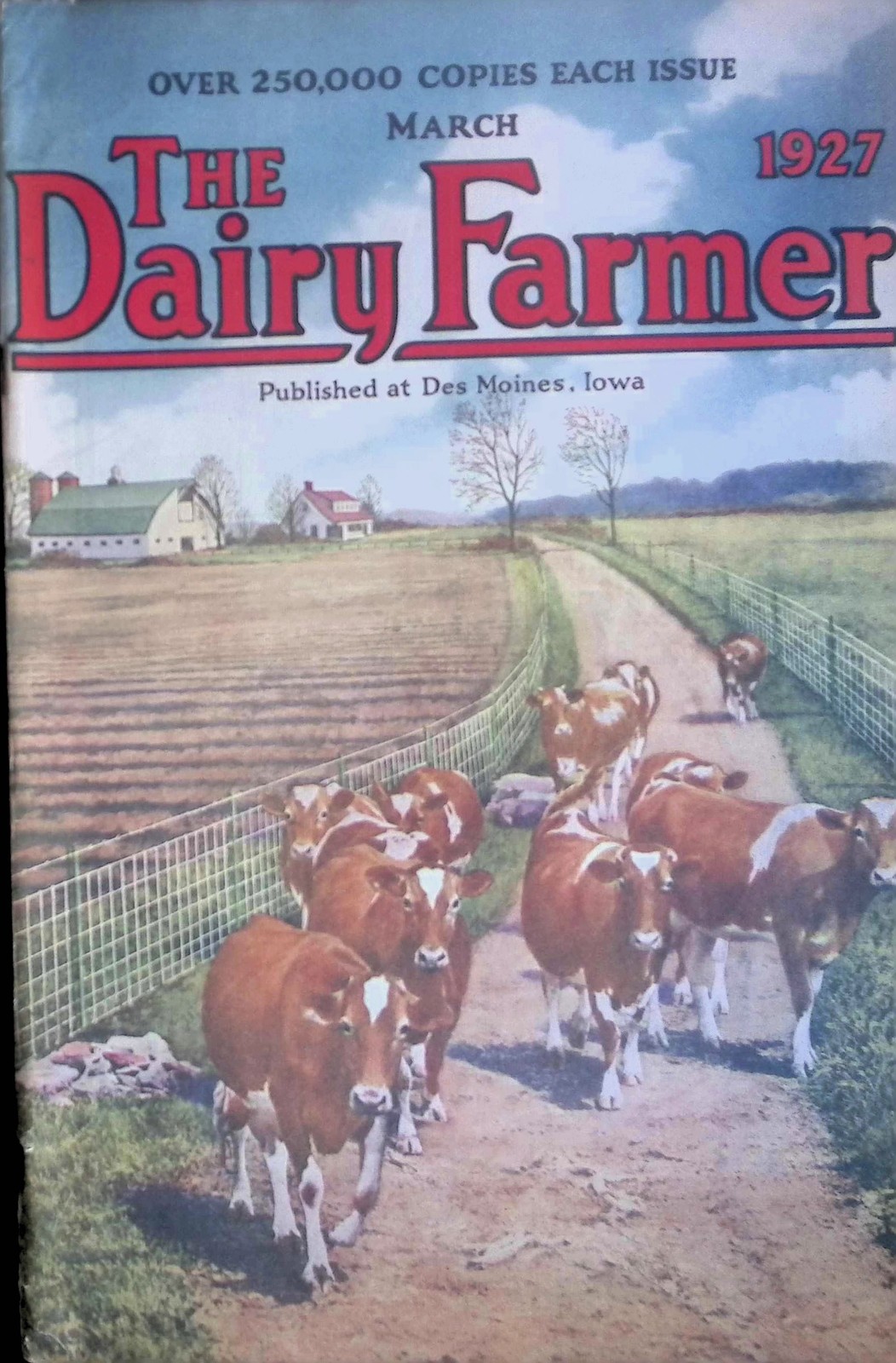 1927 Dairy Farmer March Iowa Purina Cows Barn Plan Vintage Ad