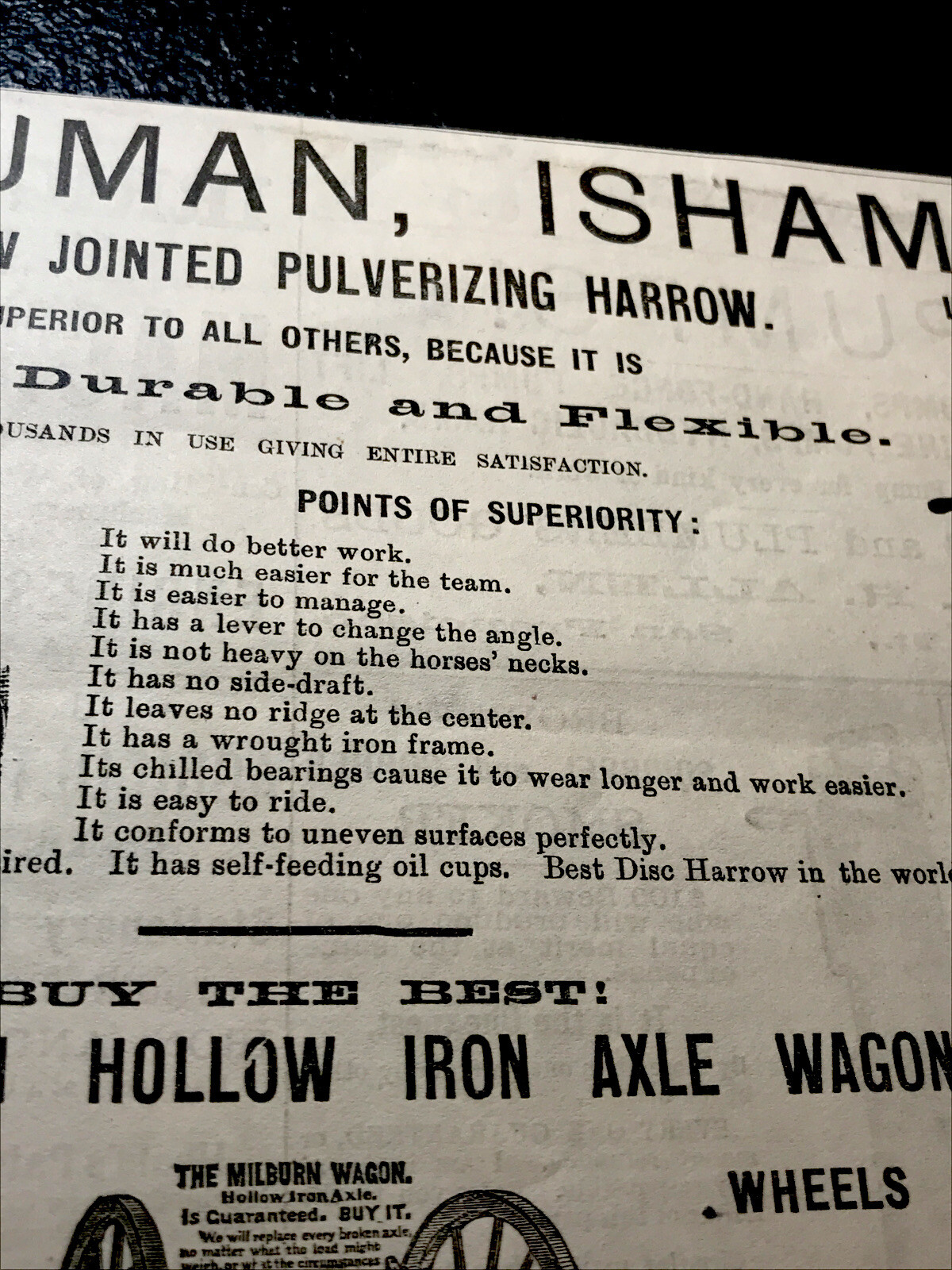 1886 Truman, Isham & Hooker Farm Implement Advertising – San Francisco – CA