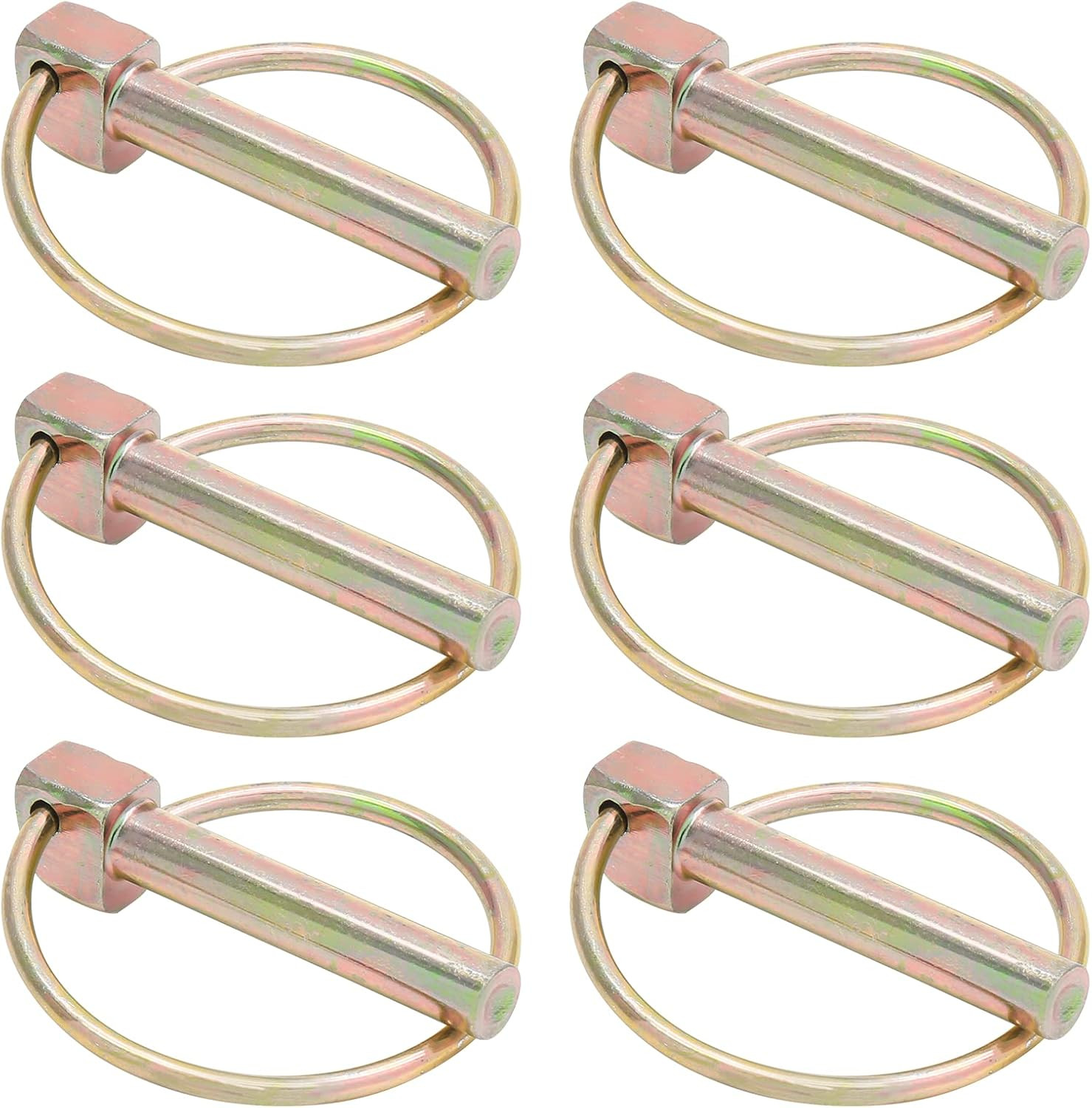 6Pcs 3/8 Inch Heavy Duty Lynch Pin with Ring, round Linch Pins Assortment Kit