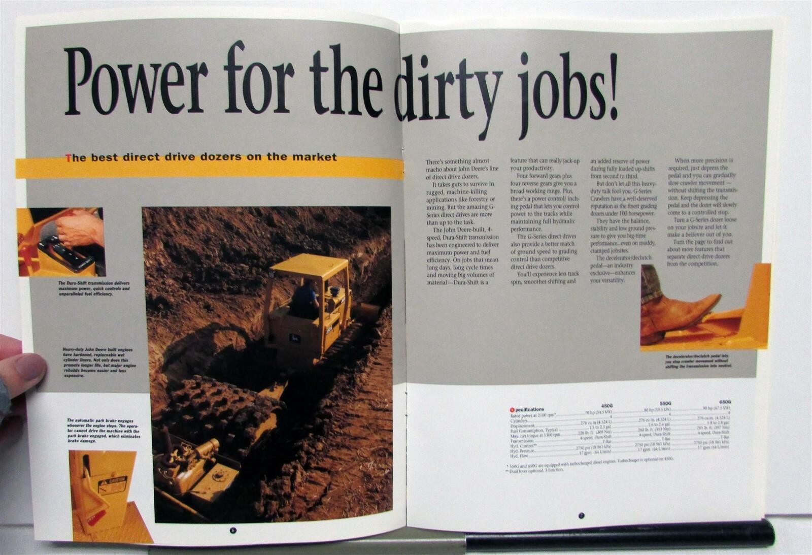 1993 John Deere 450 550 650G/TC Crawler Dozer Specs Construction Sale Brochure