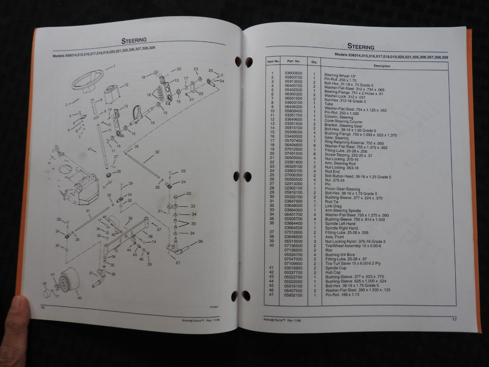 GENUINE ARIENS SIERRA 936 SERIES LAWN TRACTOR PARTS CATALOG MANUAL MINTY 1997