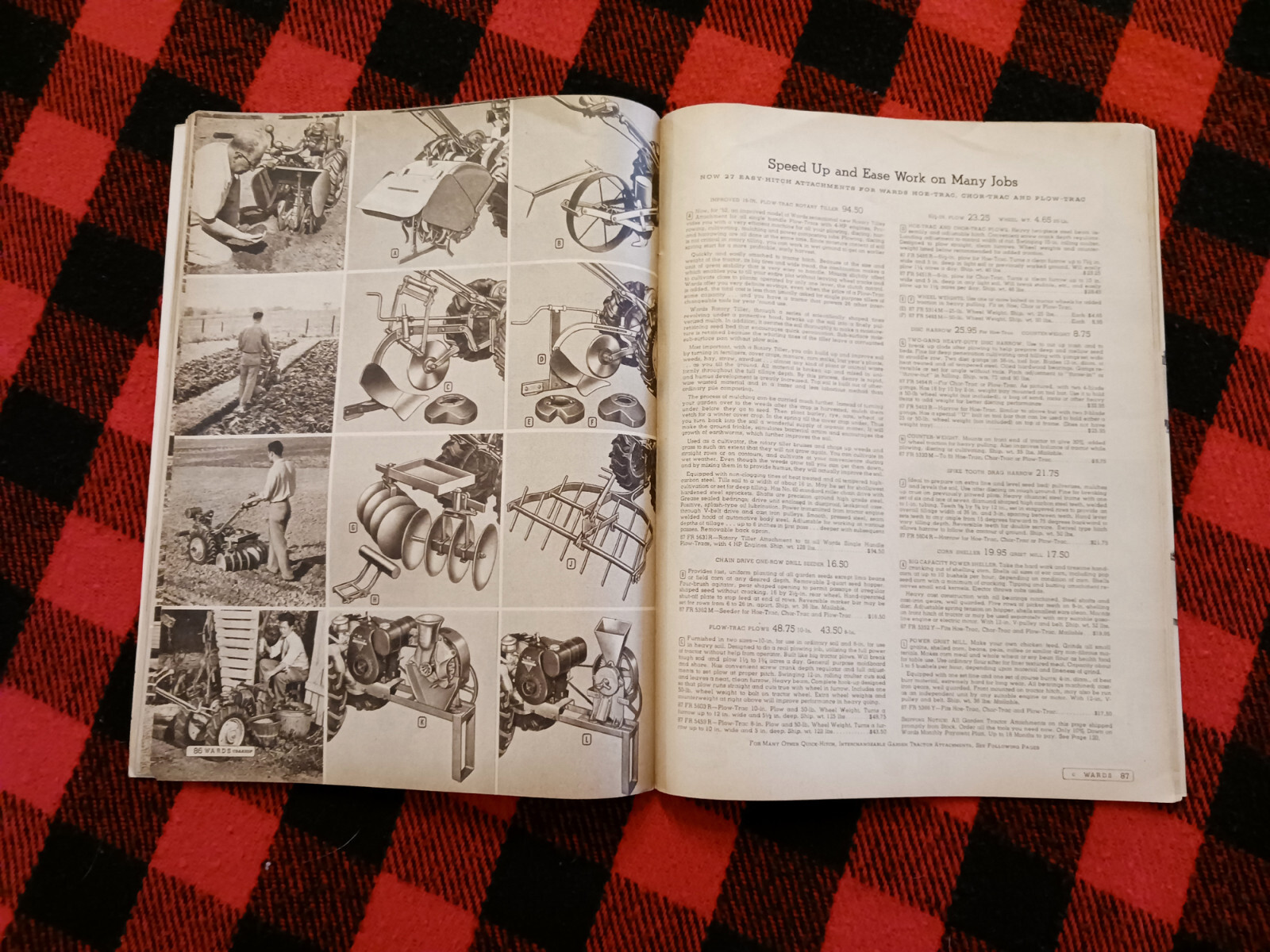 1952 Montgomery Ward Farm Catalog Wards Hoe Plow Trac Garden Tractor