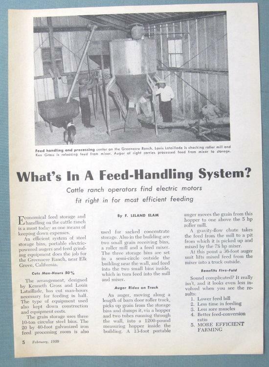 Original 1959 Electric Farmer Article Gross & Lataillade, Elk Grove California