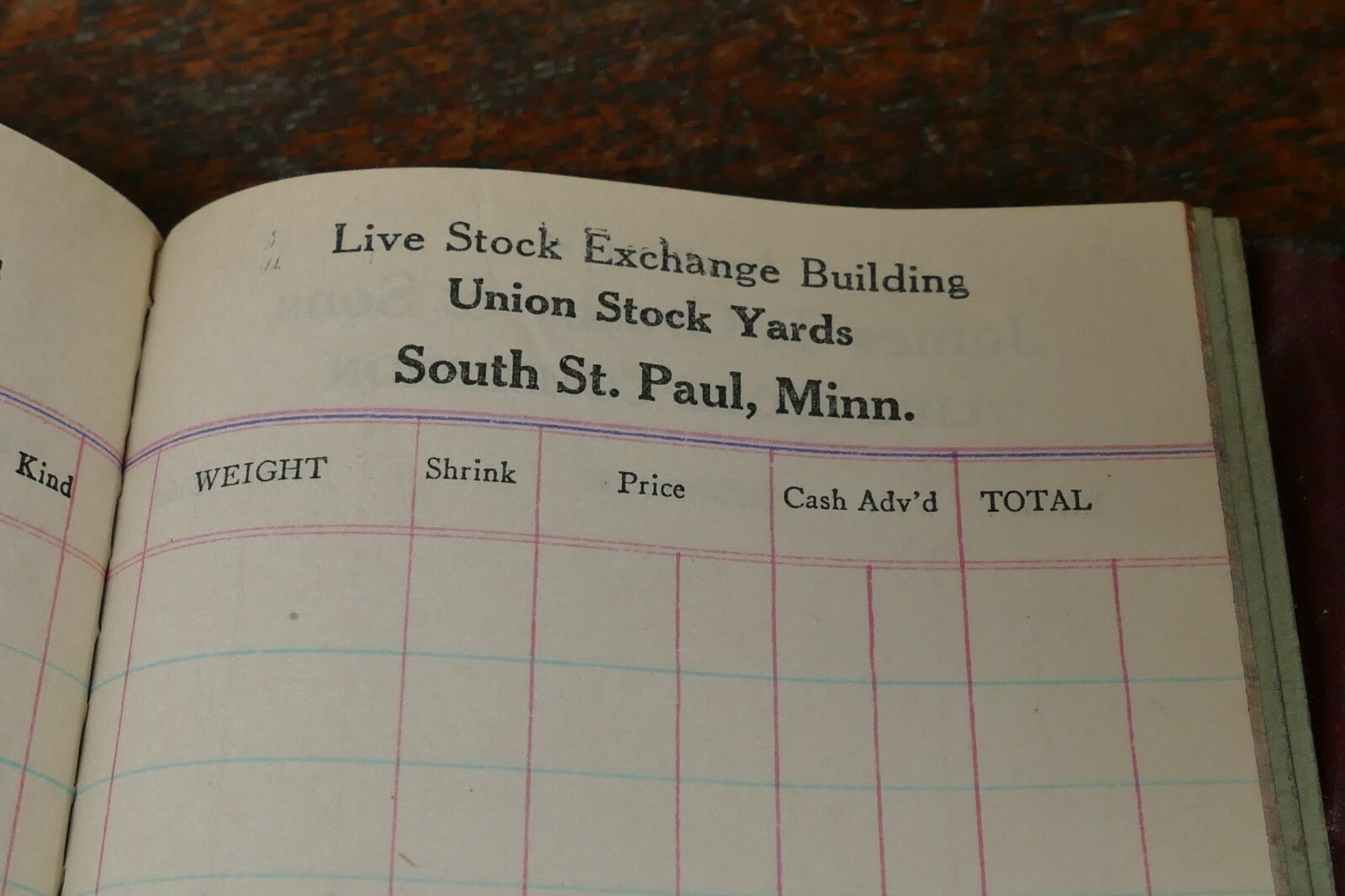 Vintage 1928 Crosby & Sons Union Stock Yard St. Paul MN Commission Ledger Book