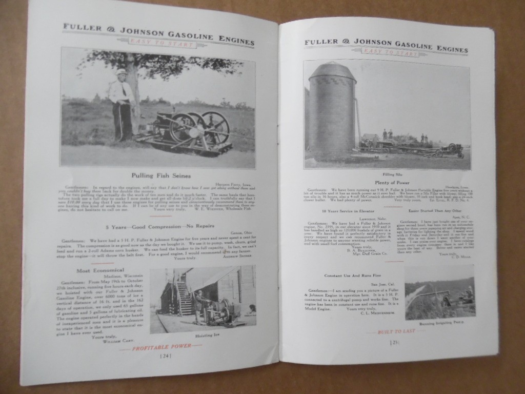 1920 Fuller & Johnson Model N Gasoline Engine Catalog Madison Wisconsin Antique