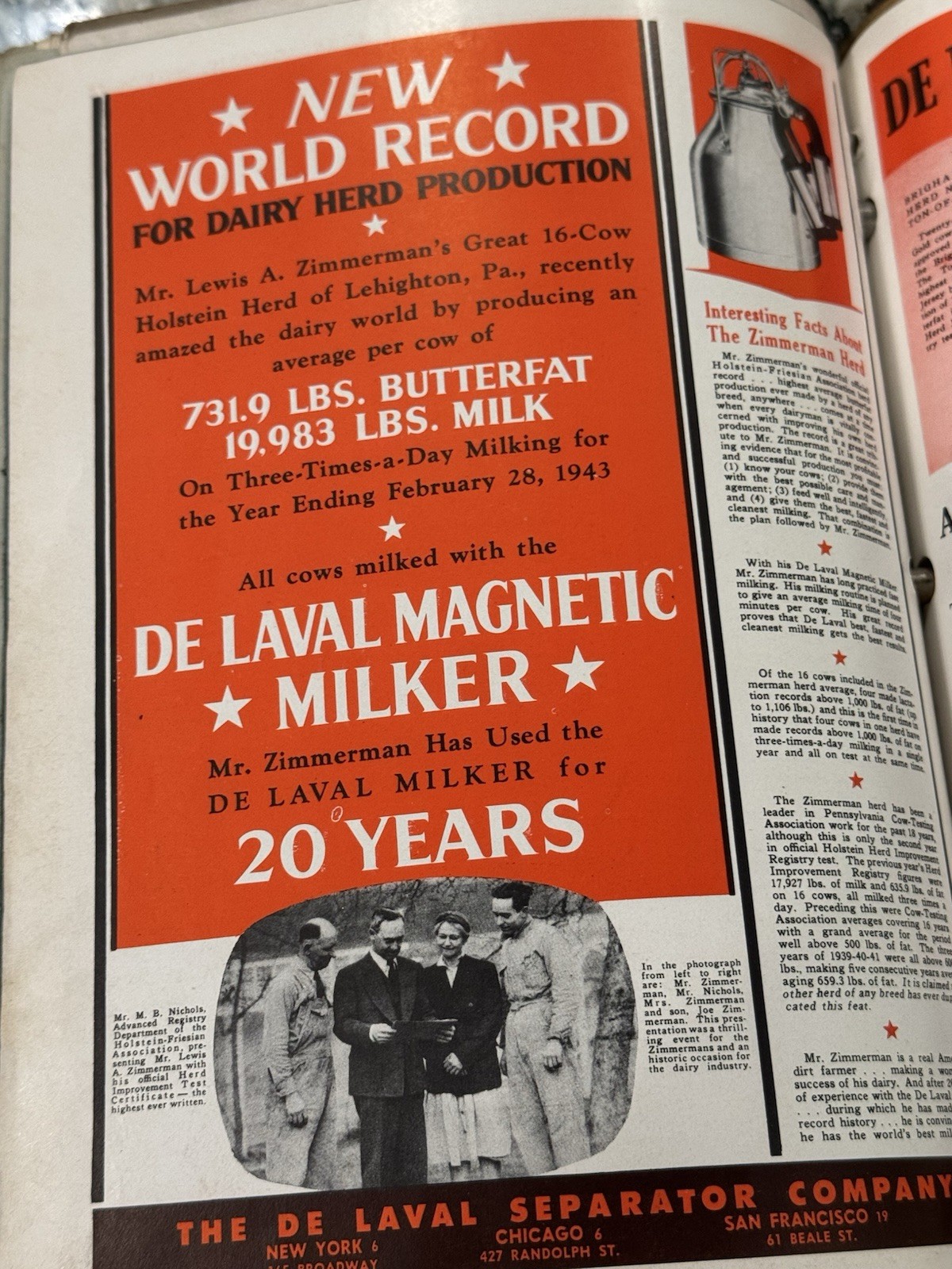 DE LAVAL Milking Machine DEALER BINDER Manuals Cream Separator Parts List