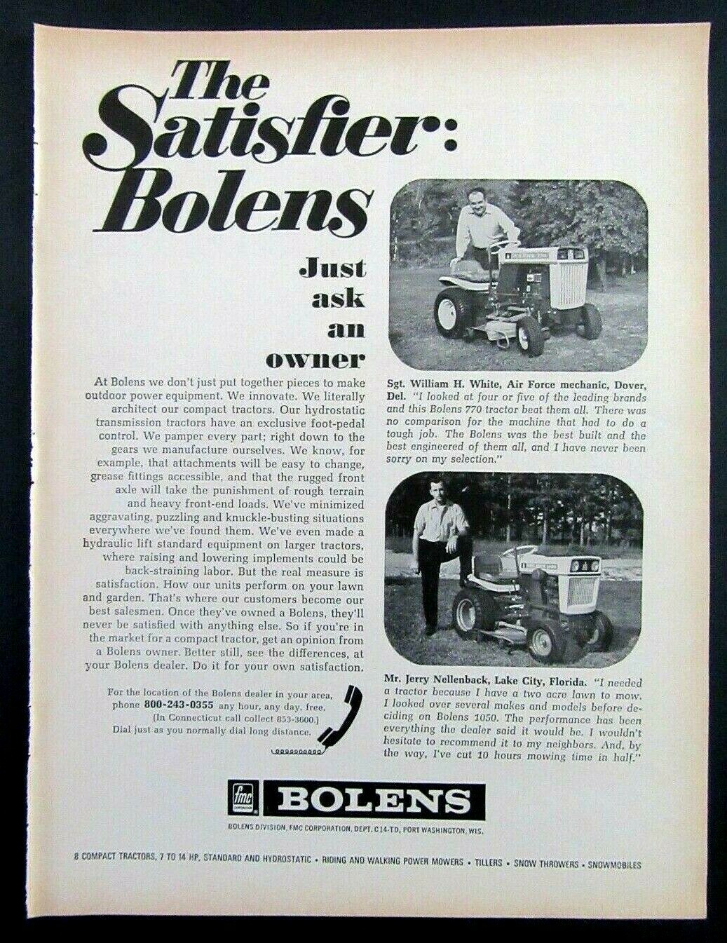 1969 BOLENS Outdoor Power Equipment Magazine Ad – Riding Lawn Mowers