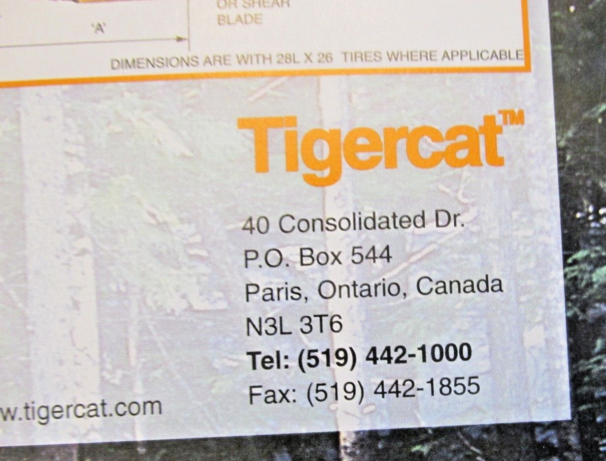 TIGERCAT 726B Feller Buncher Dealer Paris Ontario Canada Ad Brochure