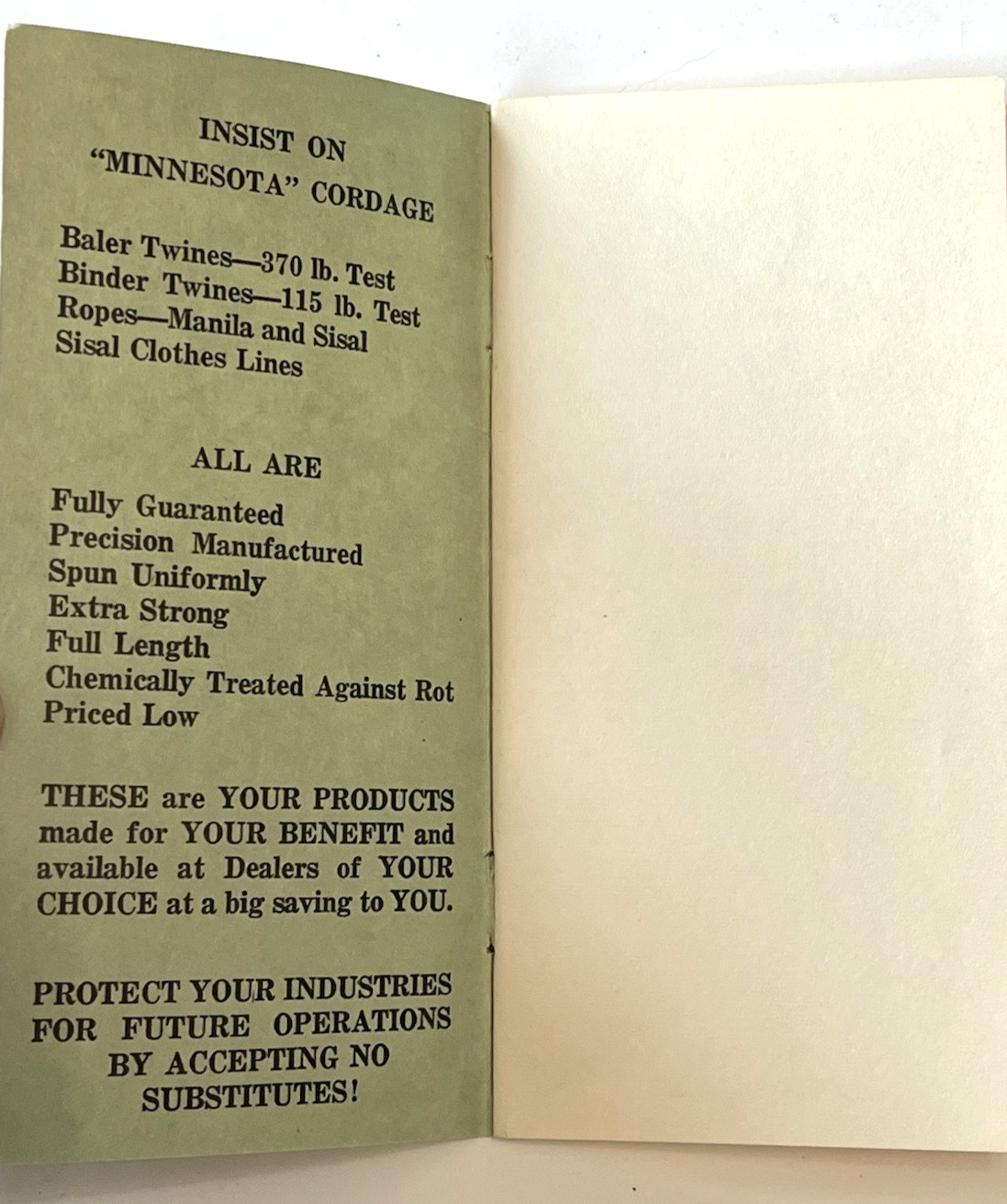 Vintage Minnesota Twine Memo Pad Notebook State Prison Advertising Farm MN
