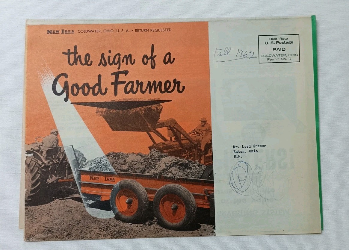 1960s New Idea Farm Equipment mailer Poster Sales Brochure