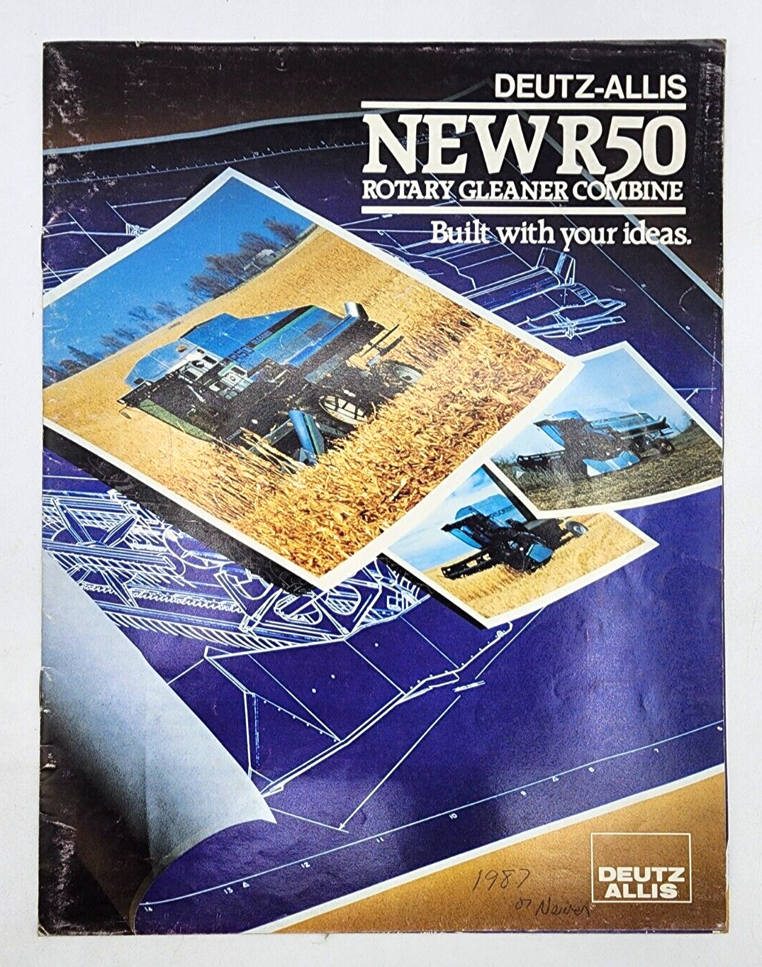 Deutz-Allis R50 Gleaner Rotary Combine Sales Salesman Brochure 20 Page Poster