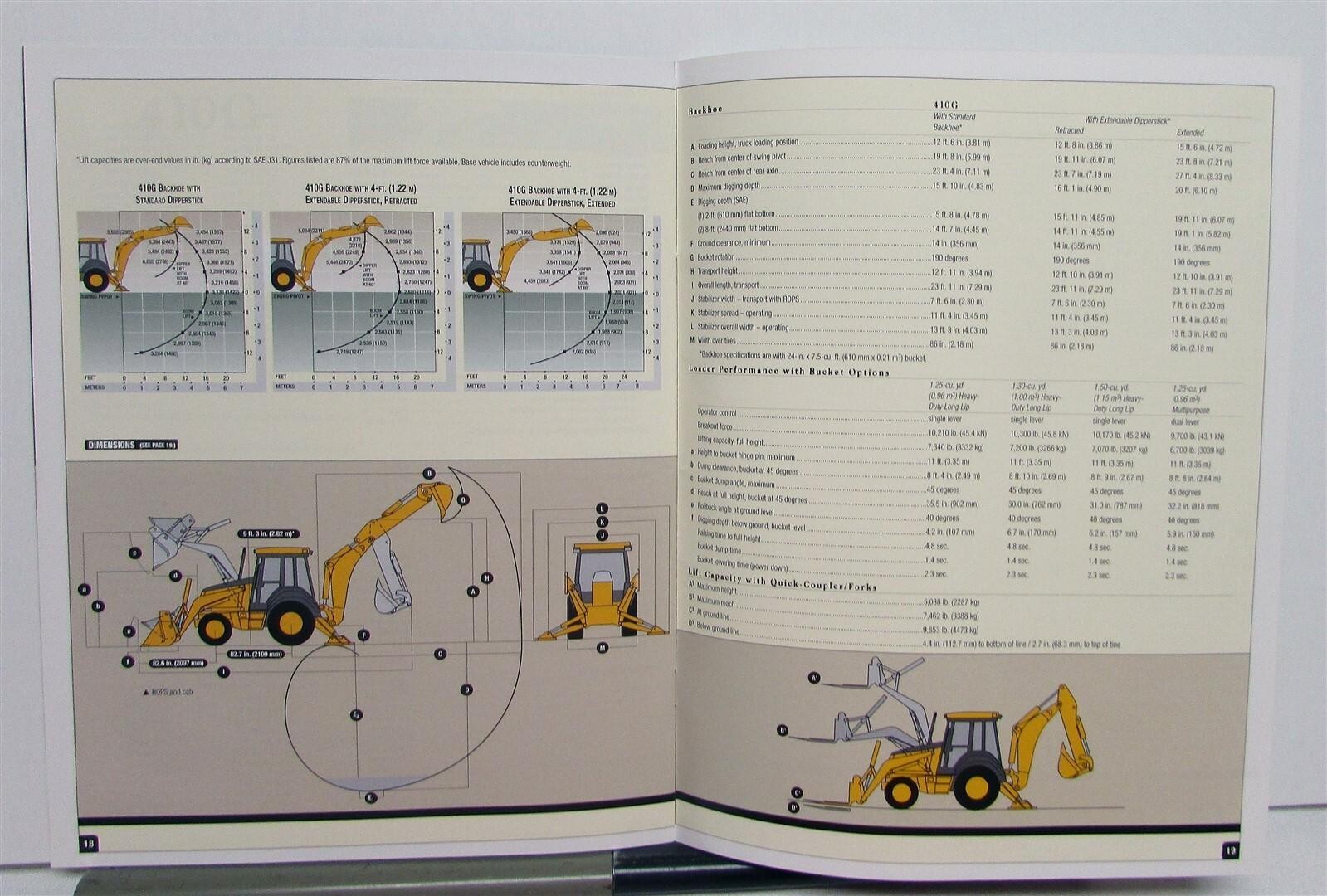 2001 John Deere 410G Backhoe Specifications Construction Sales Brochure