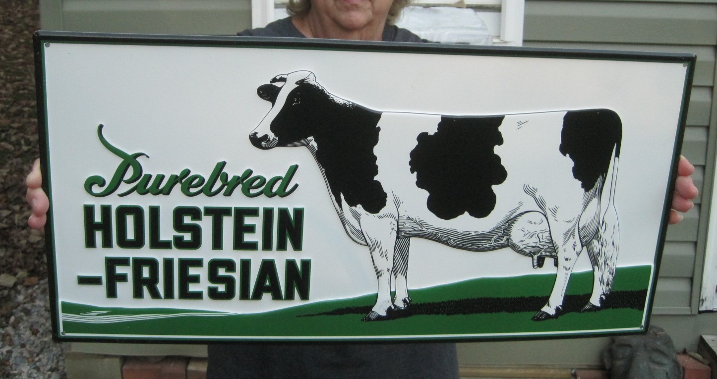 Purebred Holstein – Friesian Dairy Cow Metal Farm Feed & Seed Advertising Sign