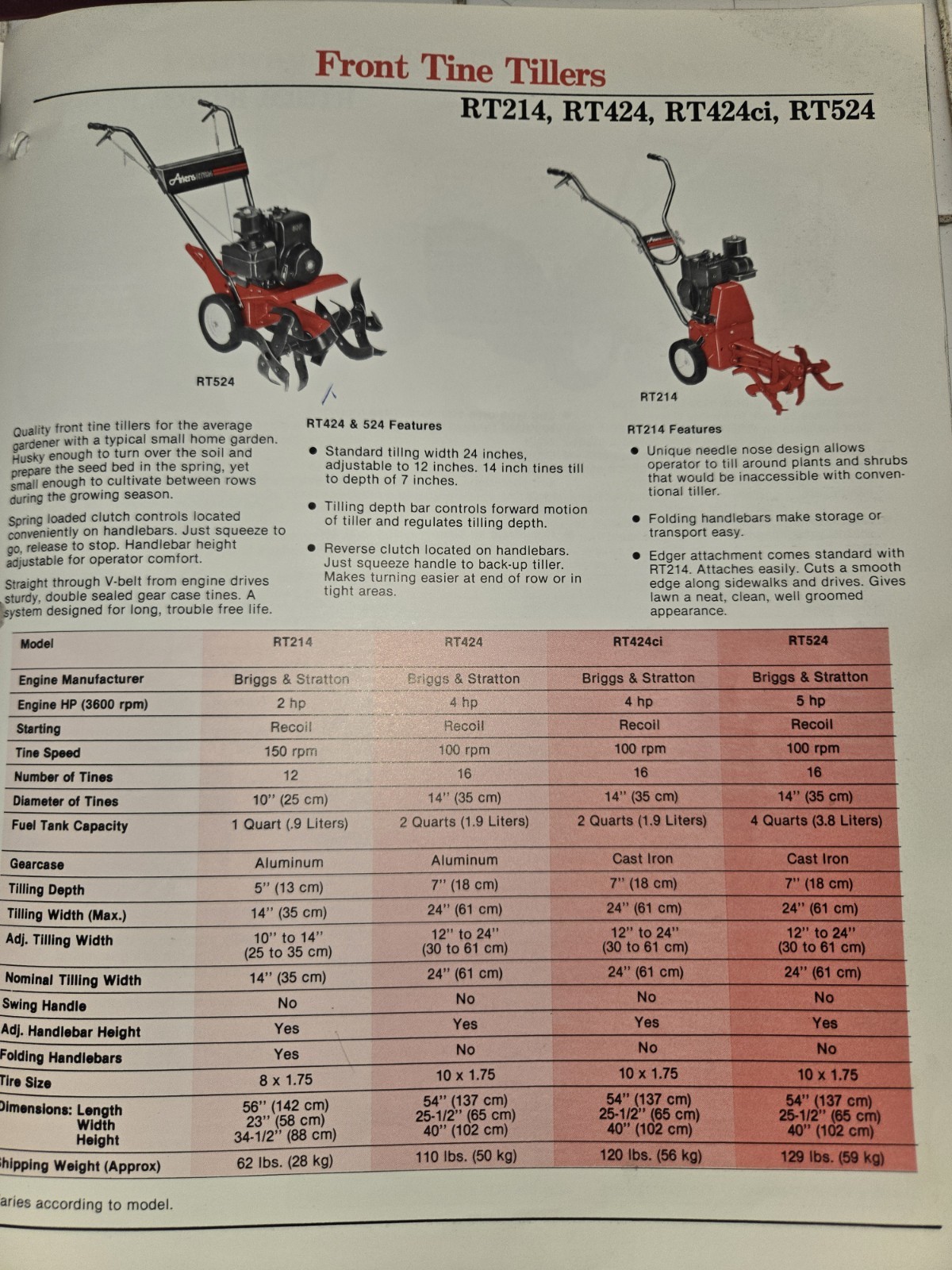 1985 ARIENS GARD N YARD PRODUCTS DEALERSHIP ADVERTISING BROCHURE
