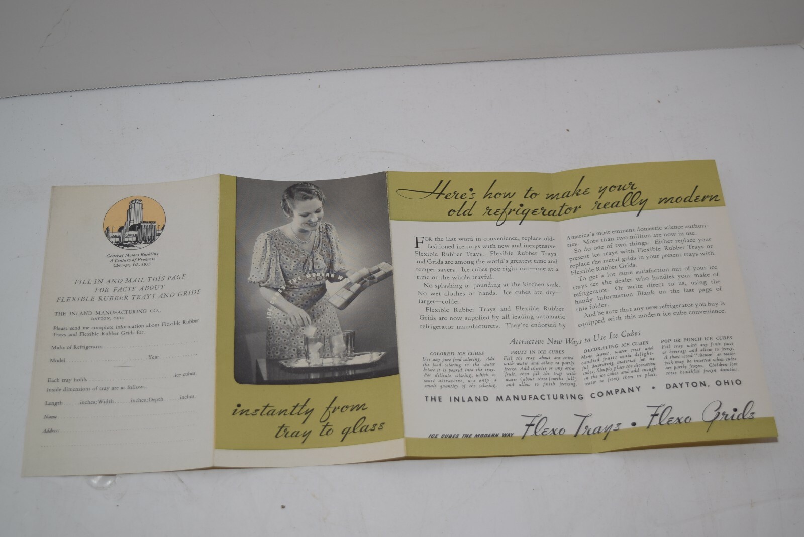 Vintage 1933 Chicago Worlds Fair Sales Brochure – Inland Mfg. Co.-Ice Cube Trays