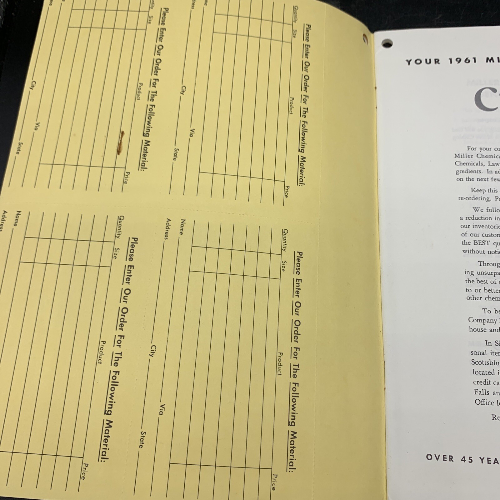 Lot 1961 Miller Chemical Co Dealer Catalog & Price List-Home/Farm/Livestock