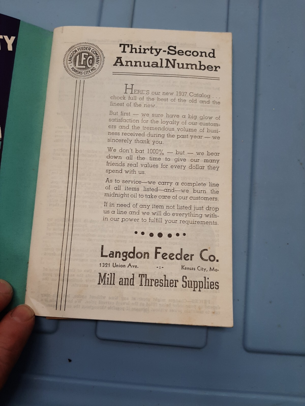 1937 Langdon Co. Threshers and Mill Supply Farm Catalog #197