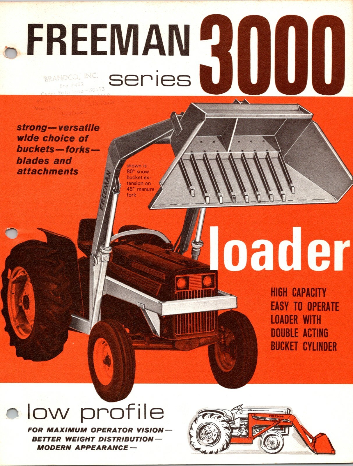 One(1) Freeman Series 3000 Loader Tractor Dealer Sales Specs Flyer Brochure