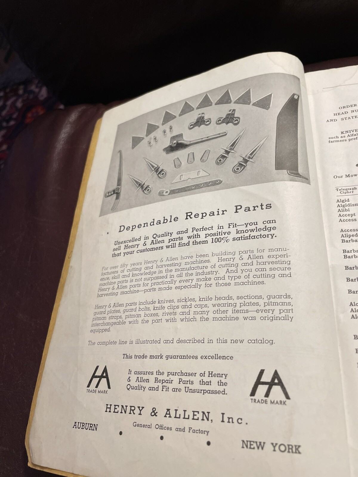 50th Anniversary Henry & Allen Catalog No. 78A Agricultural Machinery Repair 57