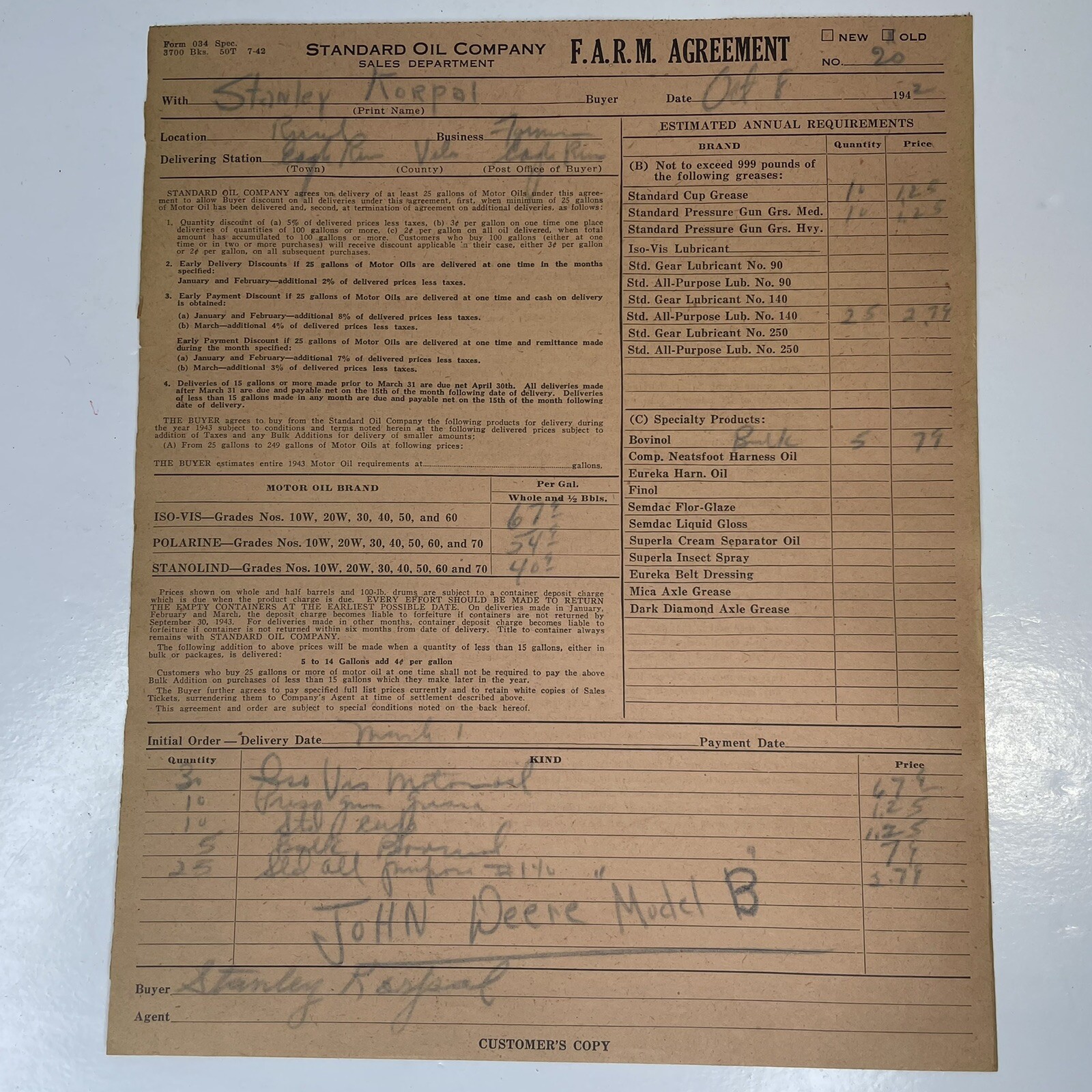Vintage Wartime Tractors Booklet by Ethyl Corp New York + 1942 Receipt Included