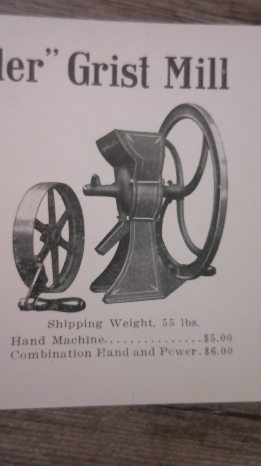 advertising paper for Humphrey&rsquo;s grist mill for farm and home pictured 11B