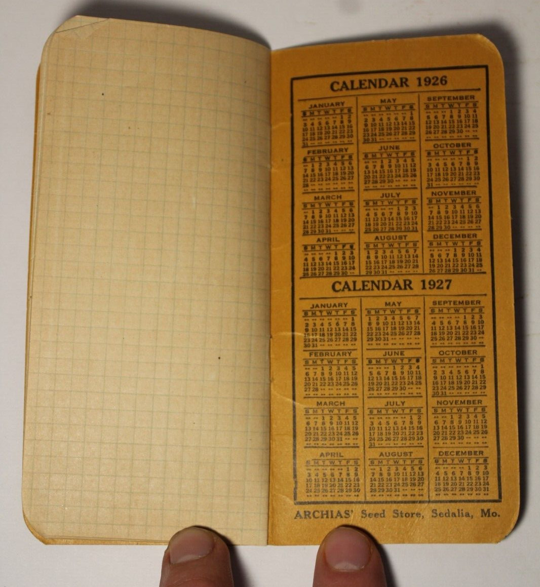 1926 Vintage Antique Archias Farm Seeds Ledger Book Sedalia Missouri Feed Store