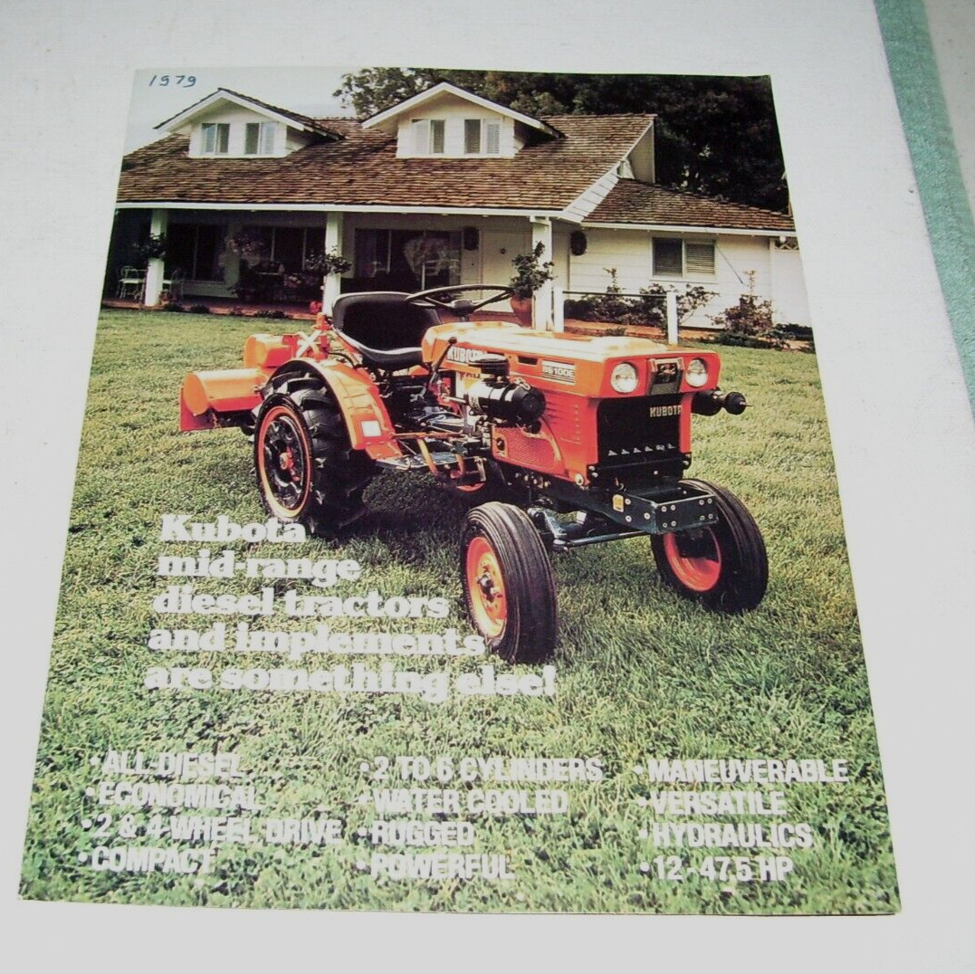 Vintage Kubota Diesel Tractors Sales Brochure, 1979, with Application Chart