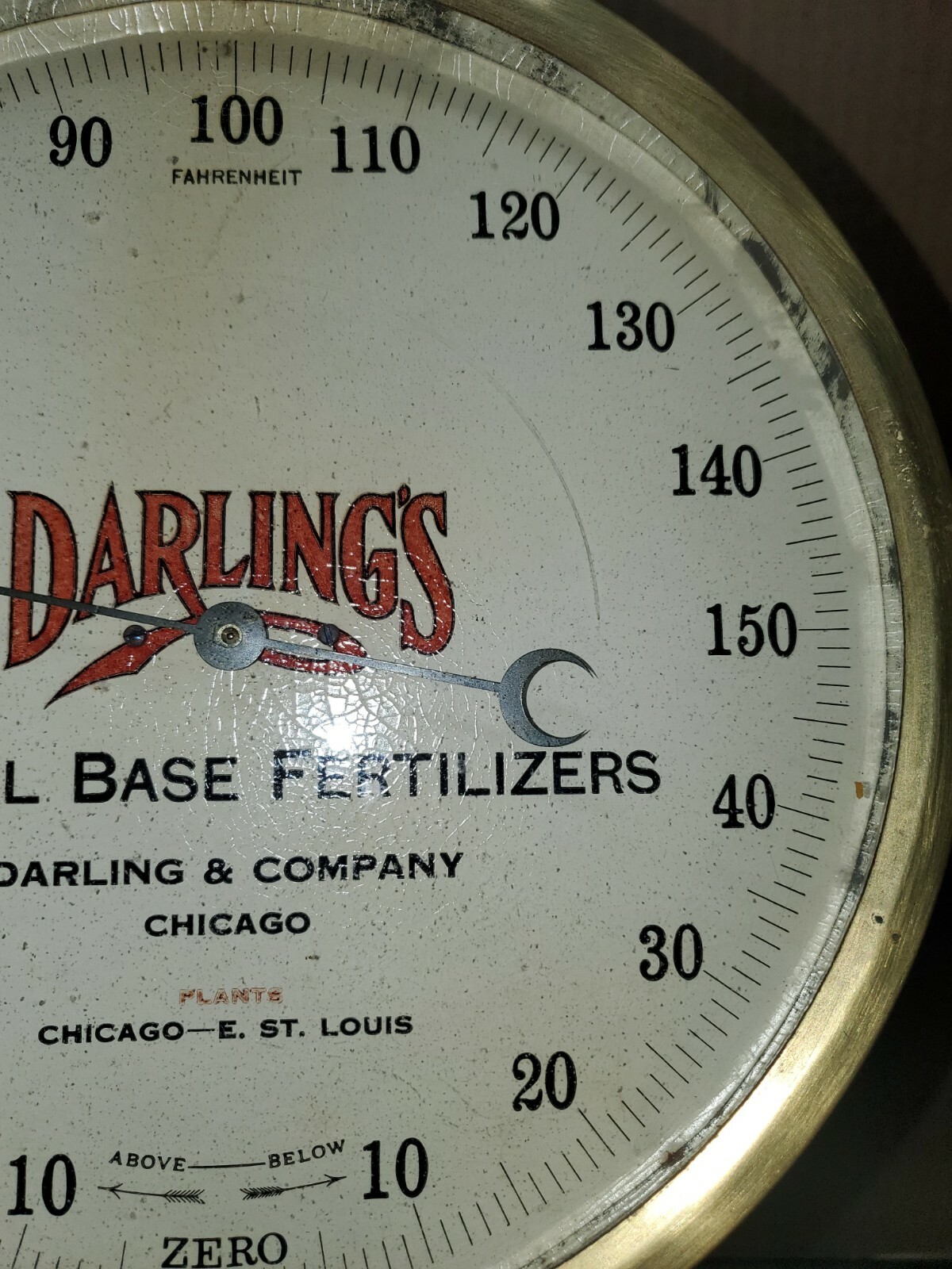 Vintage Darling’s Animal Base Fertilizer Round Thermometer Chicago St. Louis