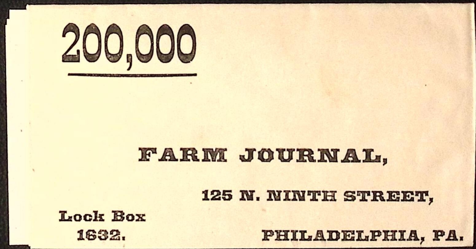 1889 Farm Journal Print Ad Mailer PHILADELPHIA PA Agricultural Publication