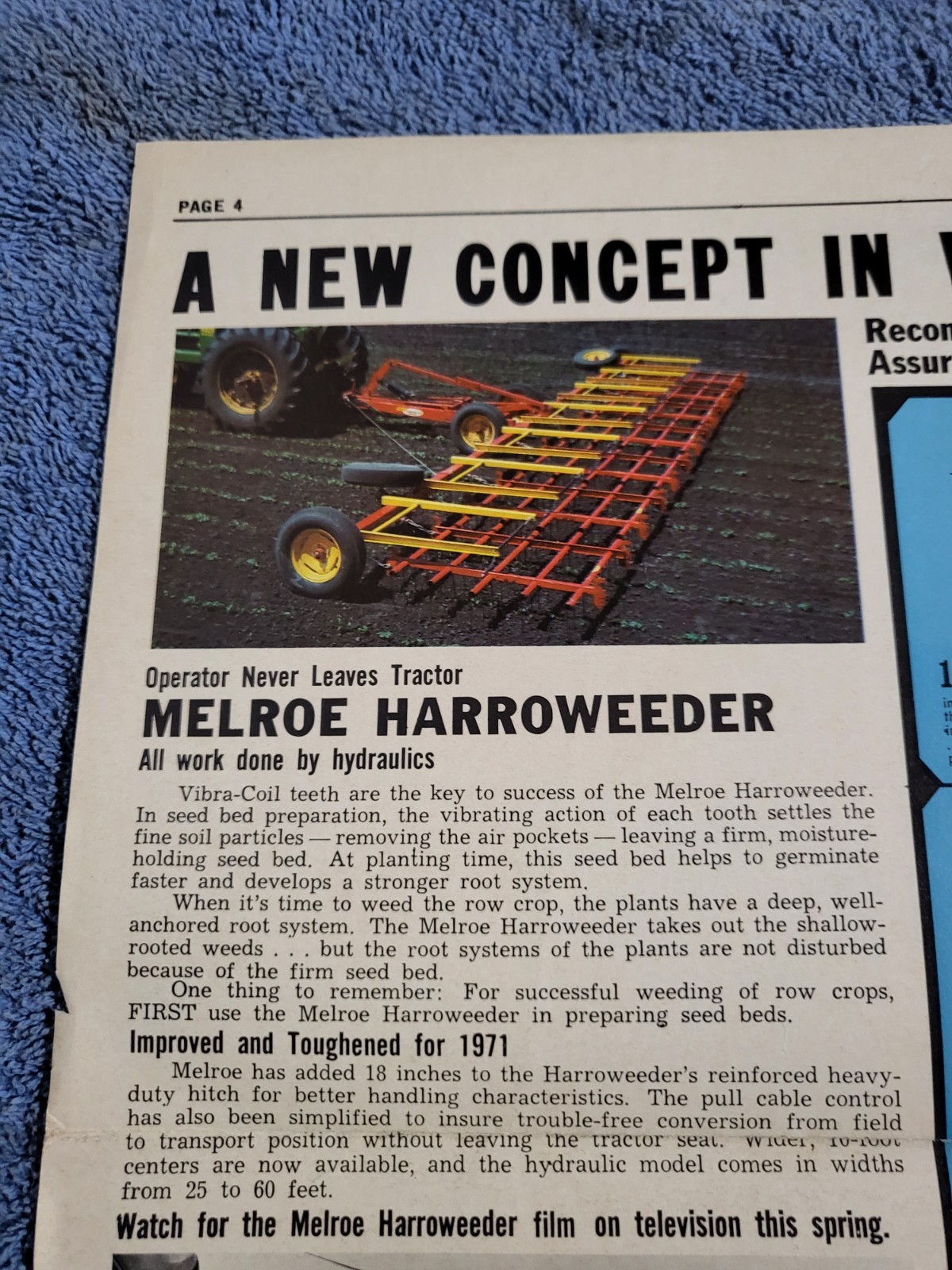 1971 Vtg. Flyer MELROE Farm REPORTER Bill Kepple Machinary Co. Albert Lea, MN.